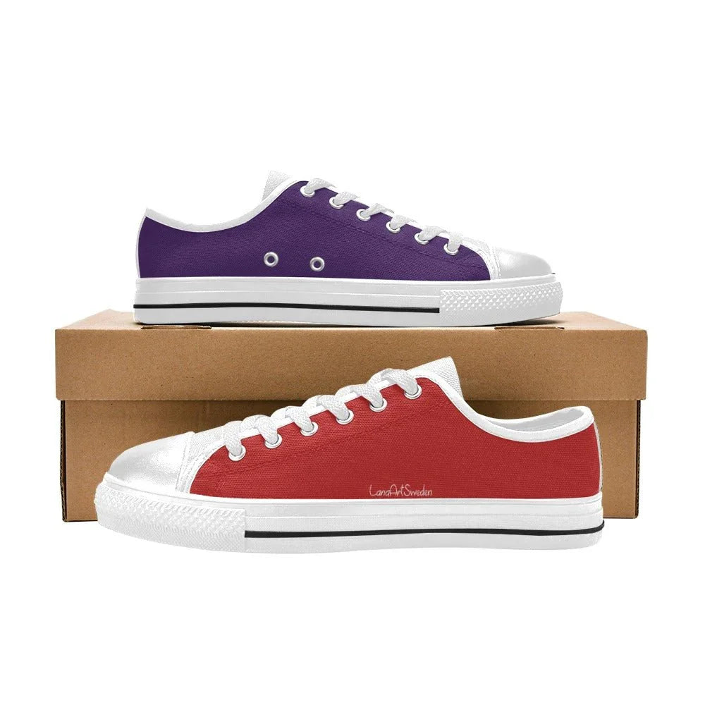 Solid Red Purple Men's Classic Canvas Shoes - Lana Art Sweden