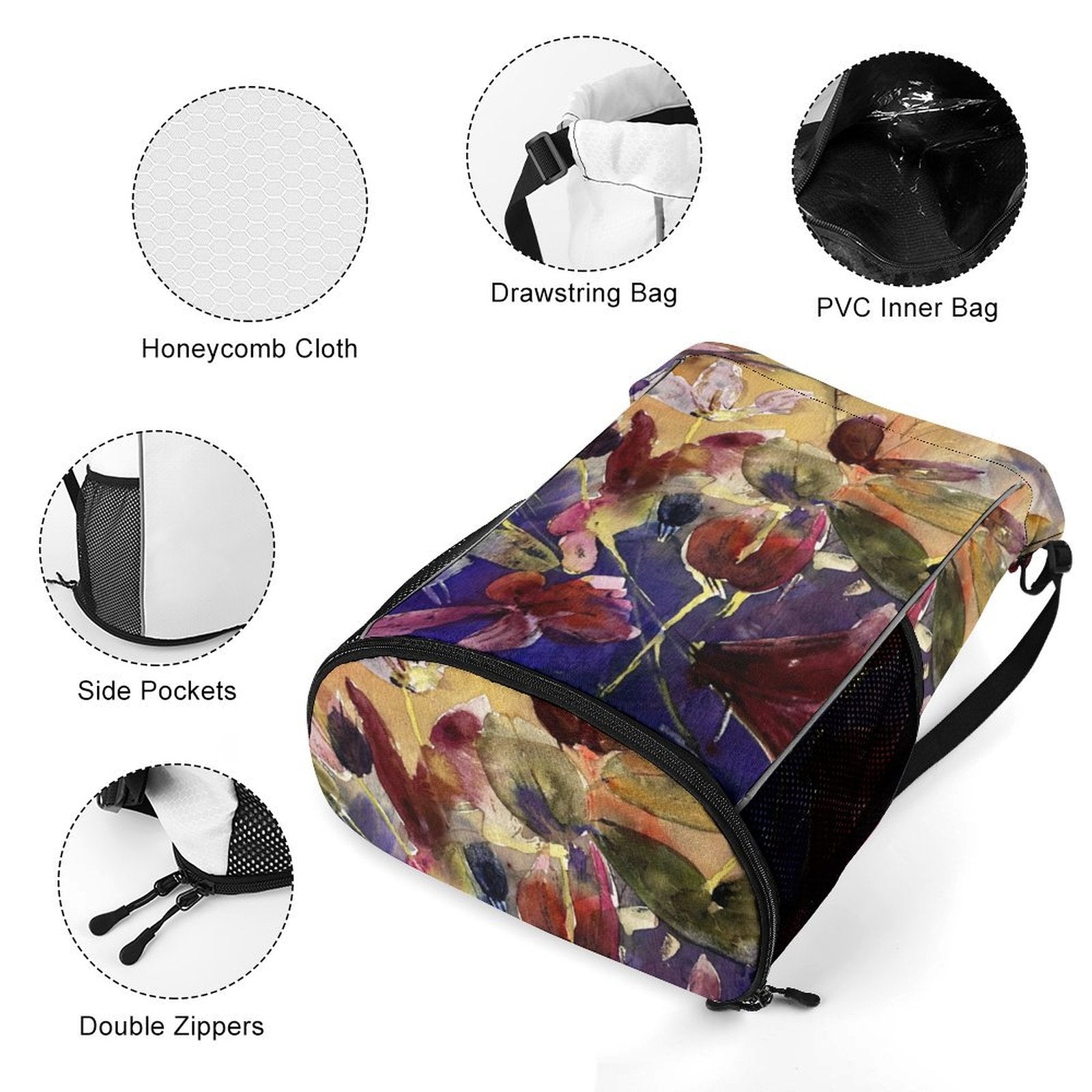 Sport Drawstring Super Light Backpack/Bag with Shoe Compartment - Lana Art Sweden