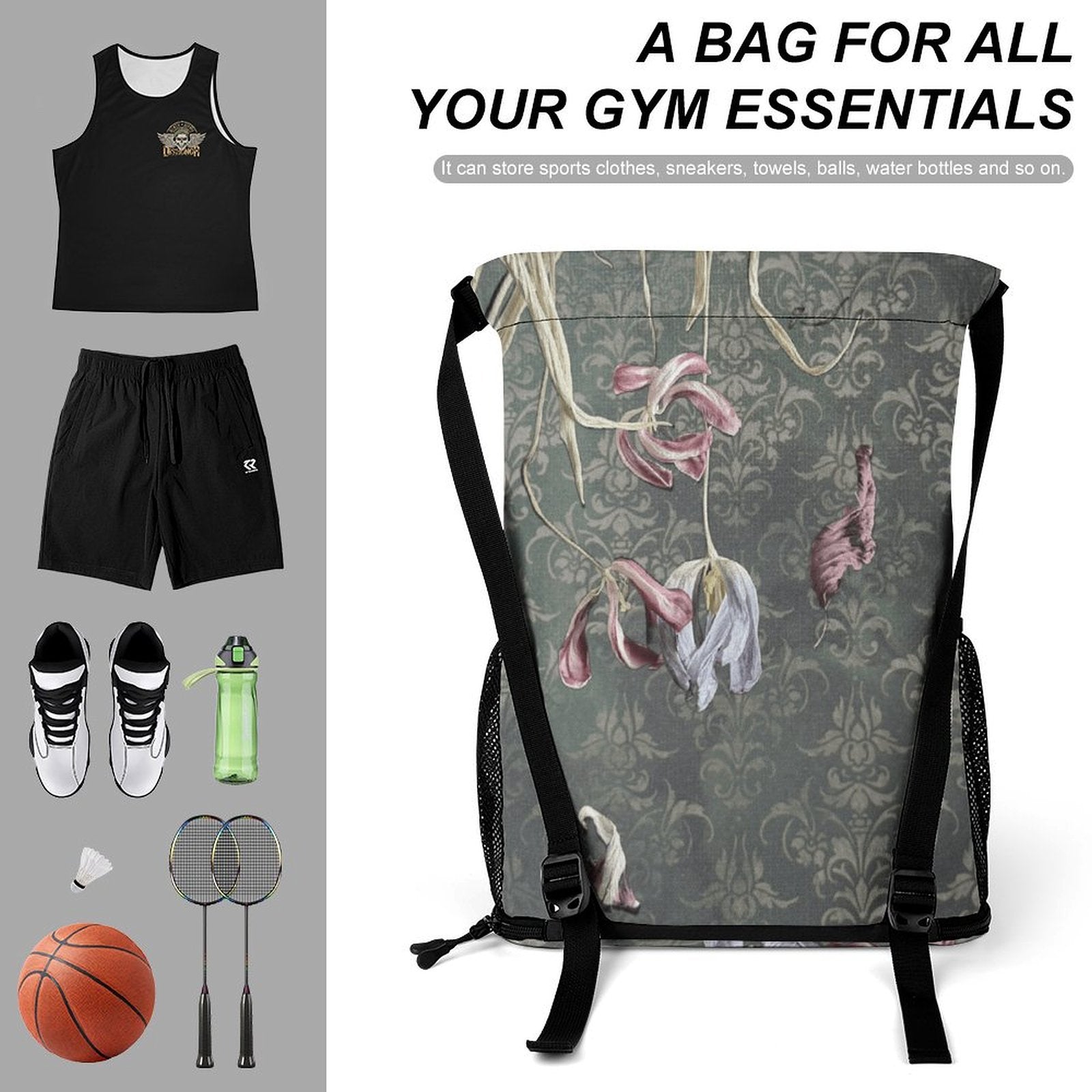 Sport Drawstring Super Light Backpack/Bag with Shoe Compartment - Lana Art Sweden