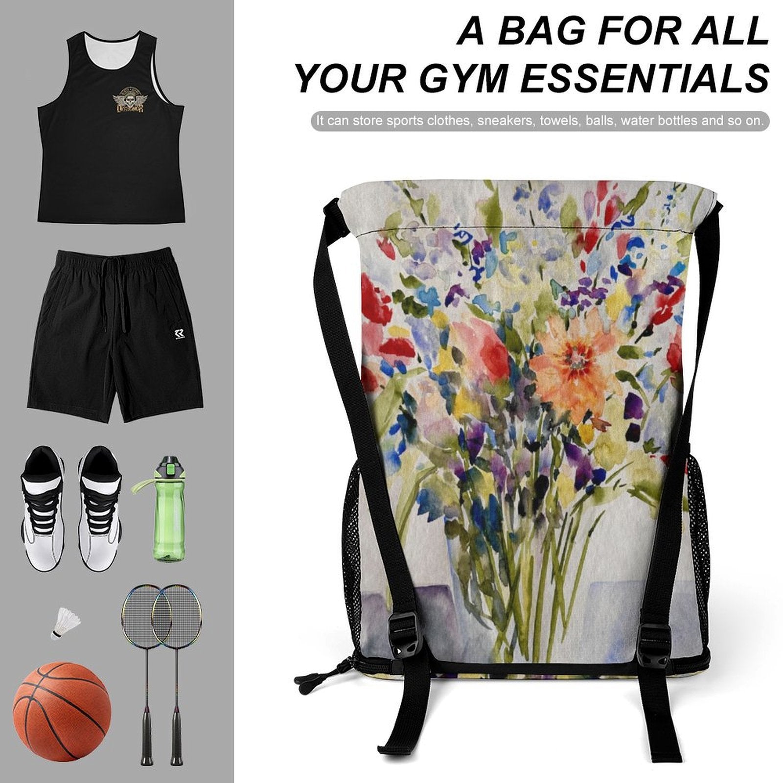 Sport Drawstring Super Light Backpack/Bag with Shoe Compartment - Lana Art Sweden