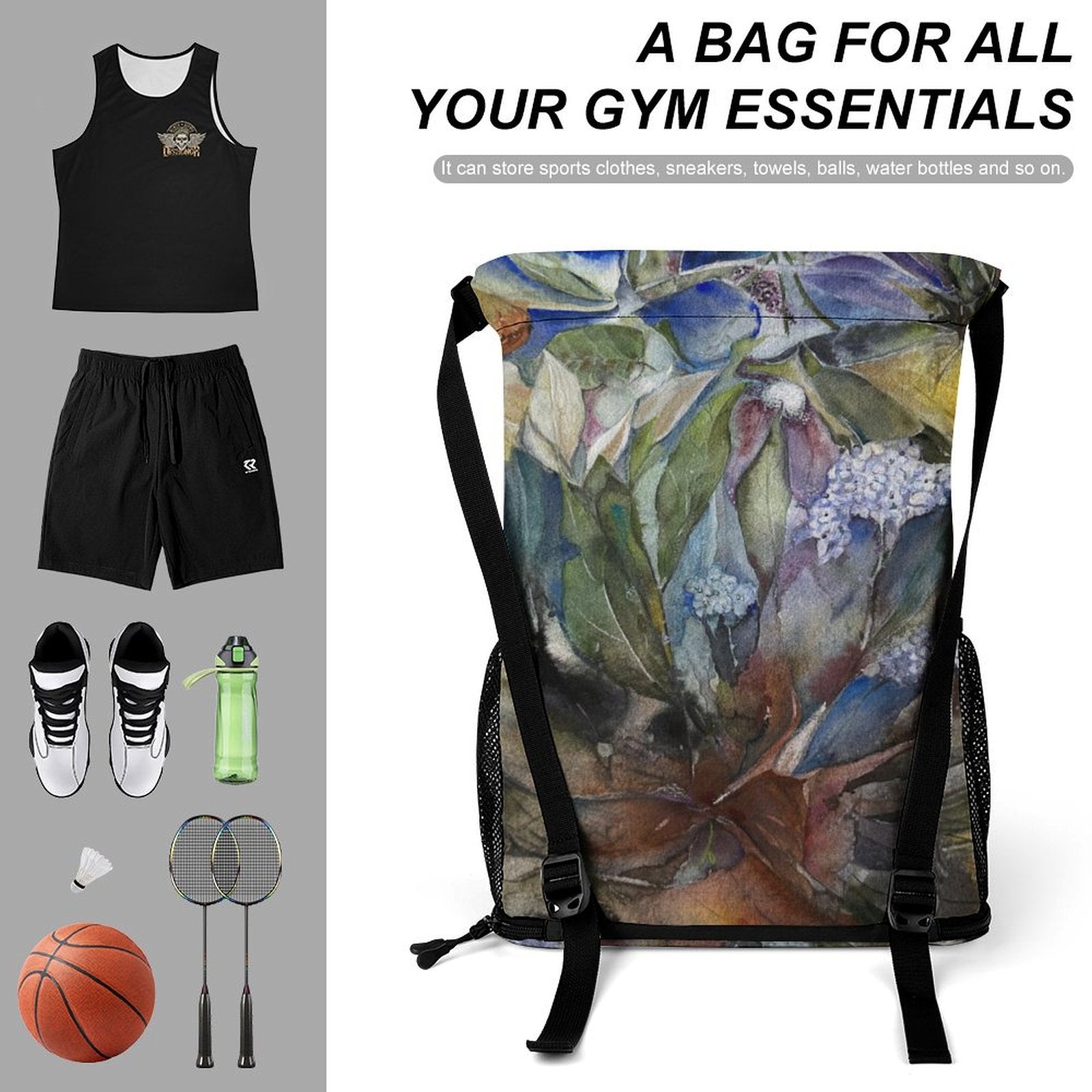 Sport Drawstring Super Light Backpack/Bag with Shoe Compartment - Lana Art Sweden