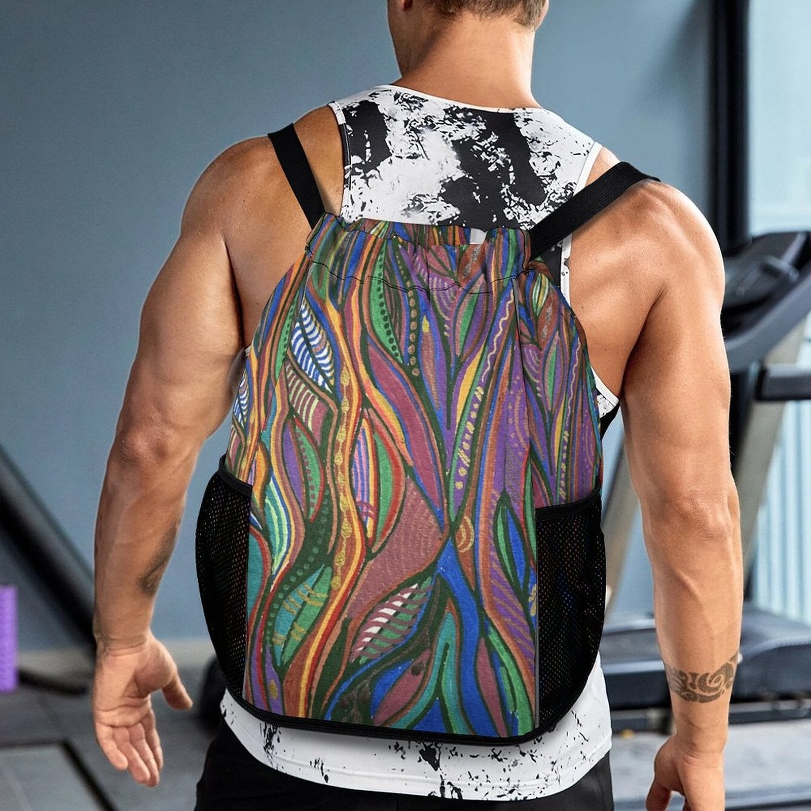 Sport Drawstring Super Light Backpack/Bag with Shoe Compartment - Lana Art Sweden