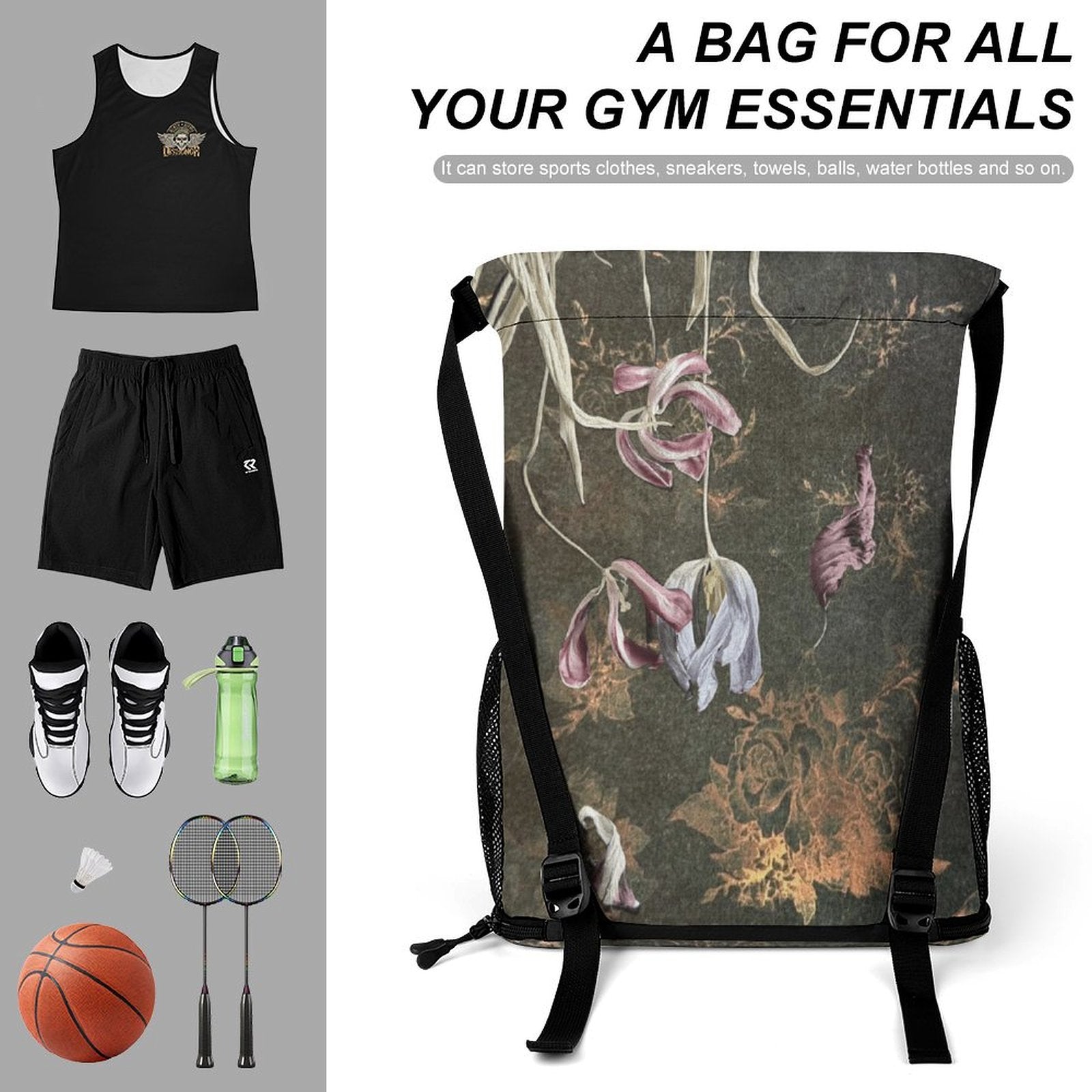 Sport Drawstring Super Light Backpack/Bag with Shoe Compartment - Lana Art Sweden
