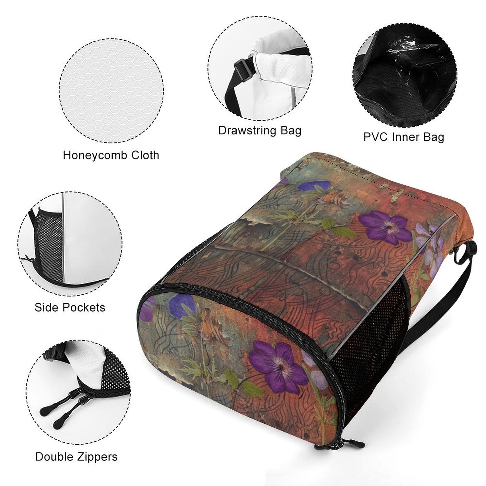 Sport Drawstring Super Light Backpack/Bag with Shoe Compartment - Lana Art Sweden