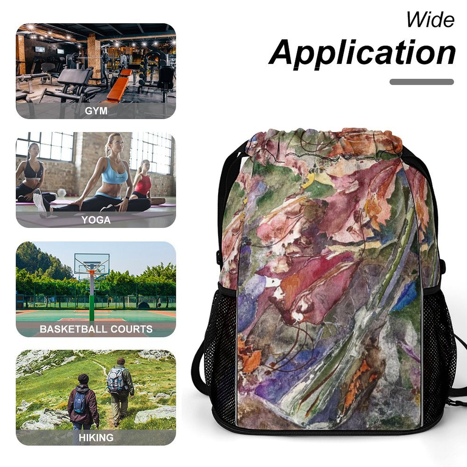 Sport Drawstring Super Light Backpack/Bag with Shoe Compartment - Lana Art Sweden