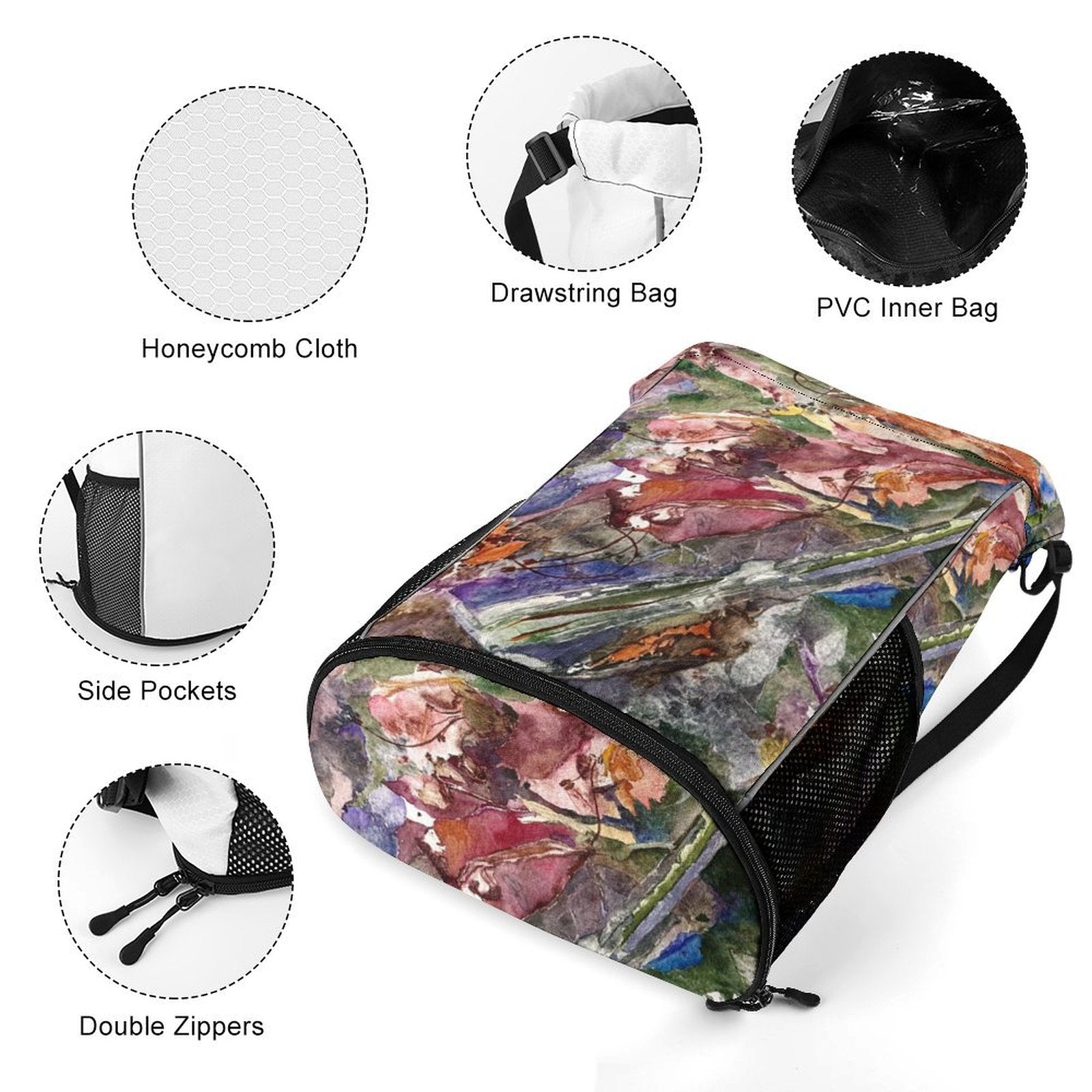 Sport Drawstring Super Light Backpack/Bag with Shoe Compartment - Lana Art Sweden