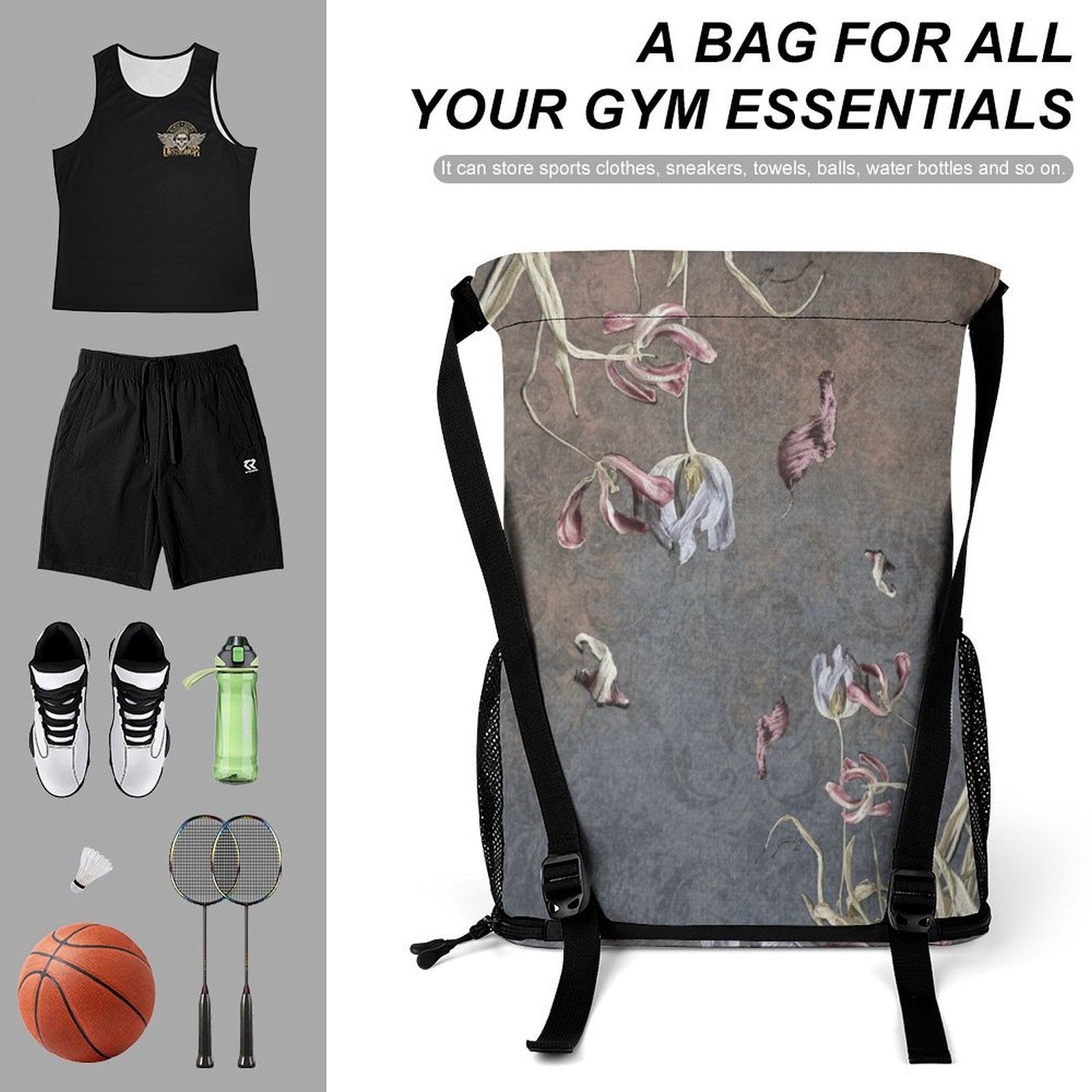Sport Drawstring Super Light Backpack/Bag with Shoe Compartment - Lana Art Sweden
