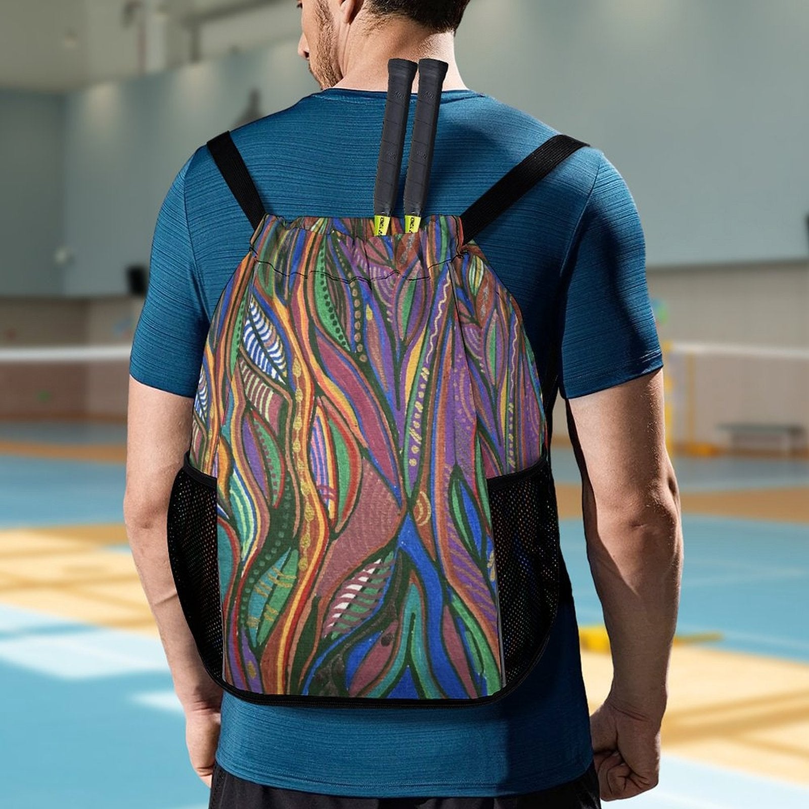 Sport Drawstring Super Light Backpack/Bag with Shoe Compartment - Lana Art Sweden