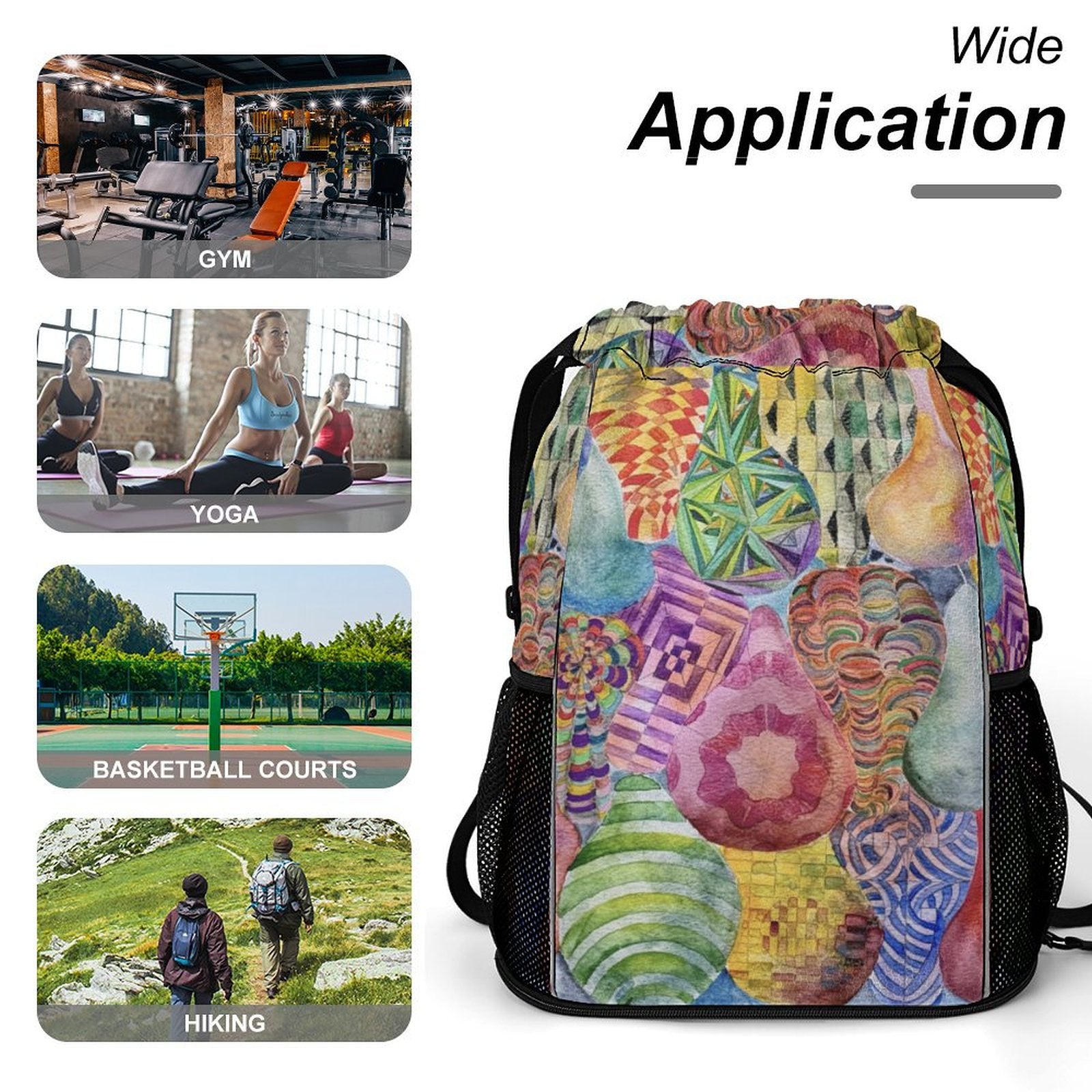Sport Drawstring Super Light Backpack/Bag with Shoe Compartment - Lana Art Sweden