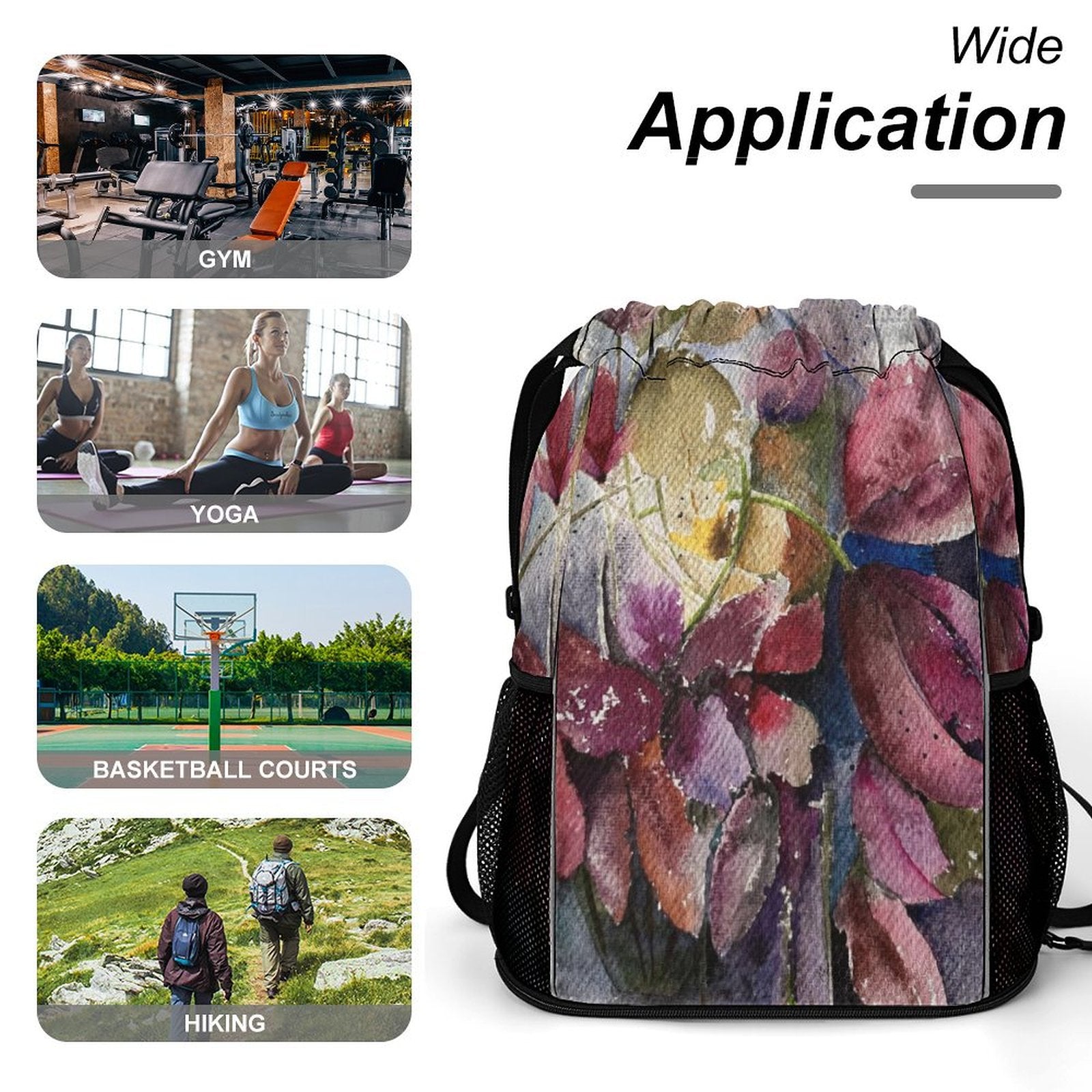 Sport Drawstring Super Light Backpack/Bag with Shoe Compartment - Lana Art Sweden