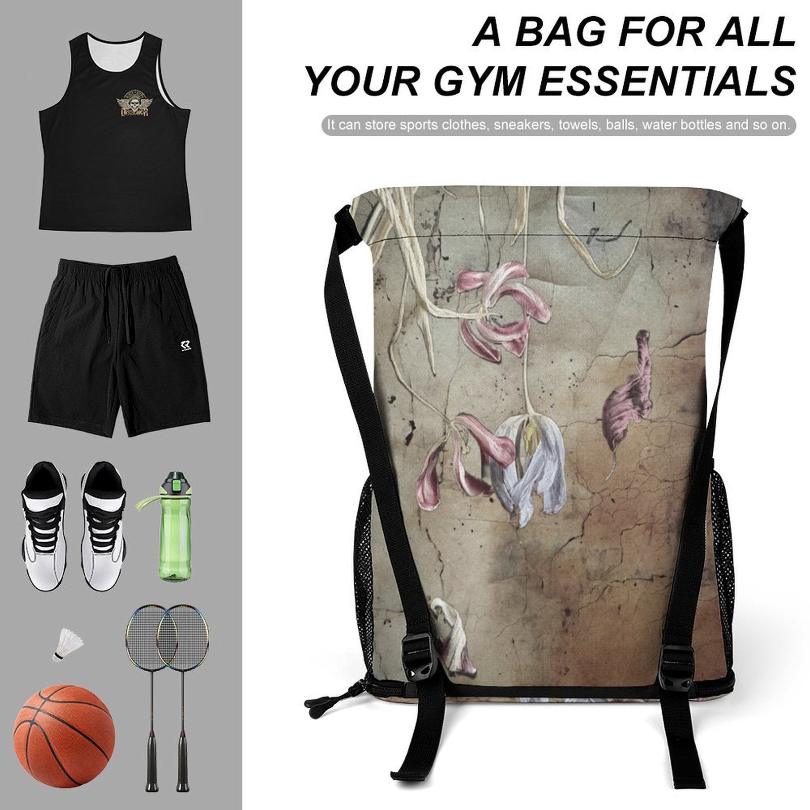 Sport Drawstring Super Light Backpack/Bag with Shoe Compartment - Lana Art Sweden
