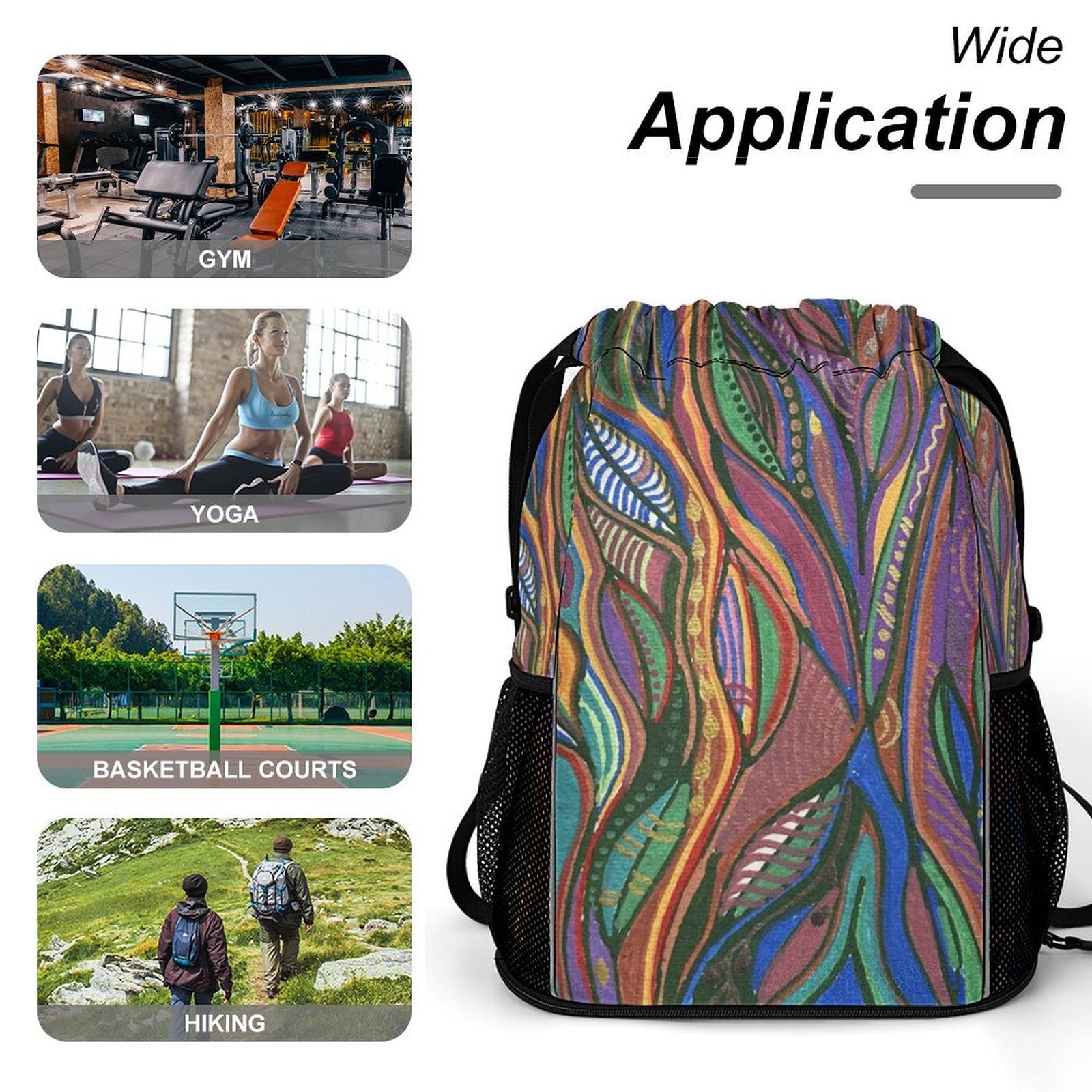 Sport Drawstring Super Light Backpack/Bag with Shoe Compartment - Lana Art Sweden