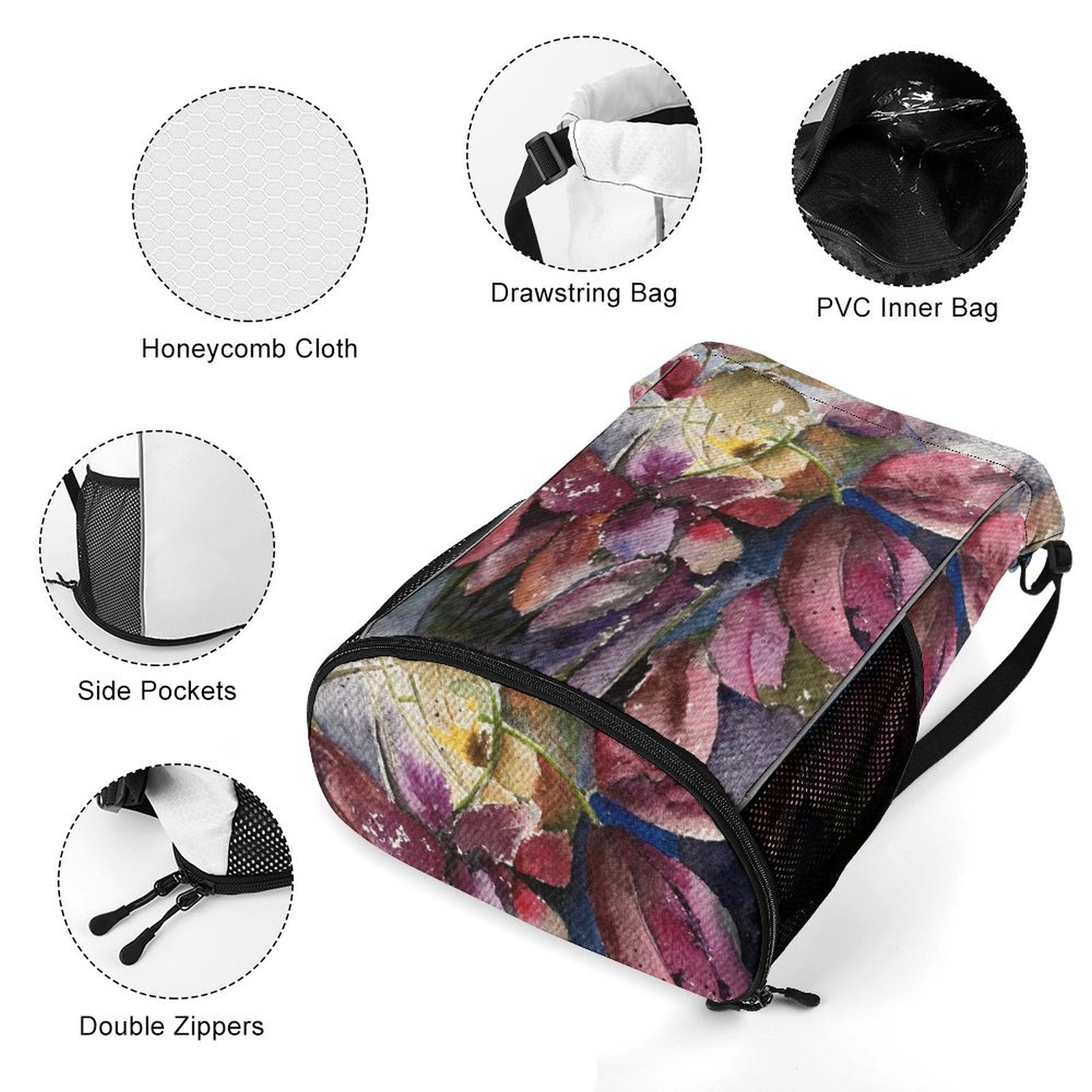 Sport Drawstring Super Light Backpack/Bag with Shoe Compartment - Lana Art Sweden