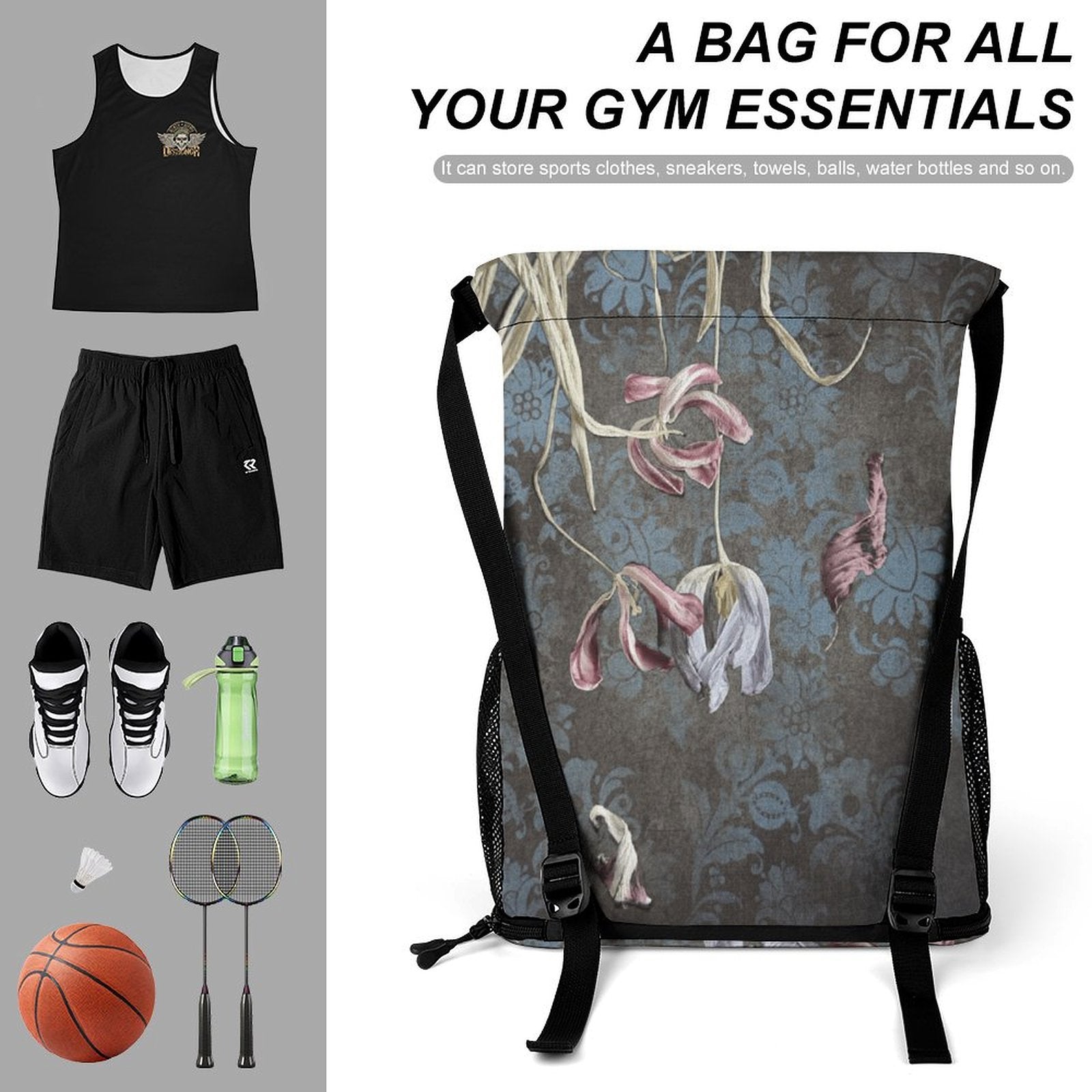 Sport Drawstring Super Light Backpack/Bag with Shoe Compartment - Lana Art Sweden