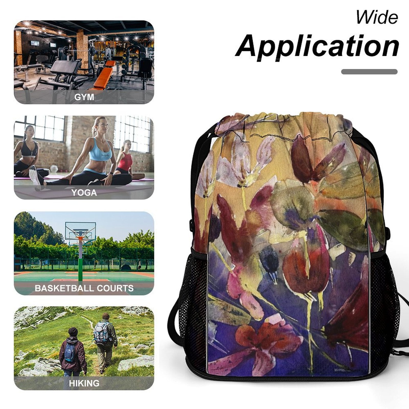 Sport Drawstring Super Light Backpack/Bag with Shoe Compartment - Lana Art Sweden