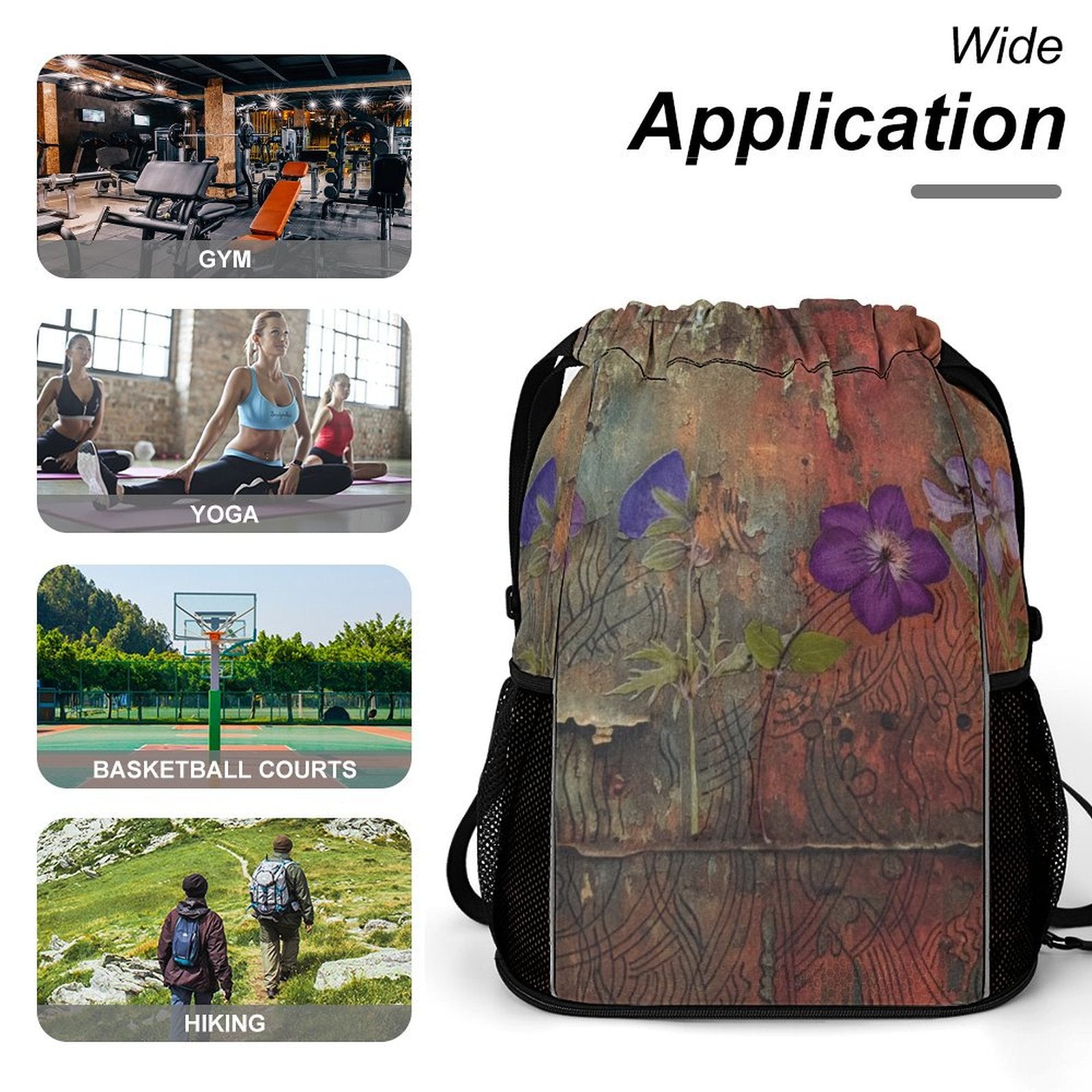 Sport Drawstring Super Light Backpack/Bag with Shoe Compartment - Lana Art Sweden