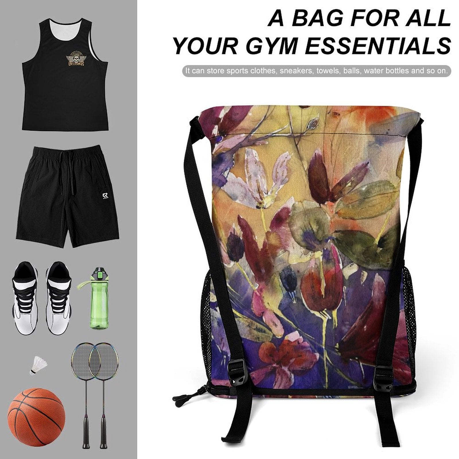 Sport Drawstring Super Light Backpack/Bag with Shoe Compartment - Lana Art Sweden
