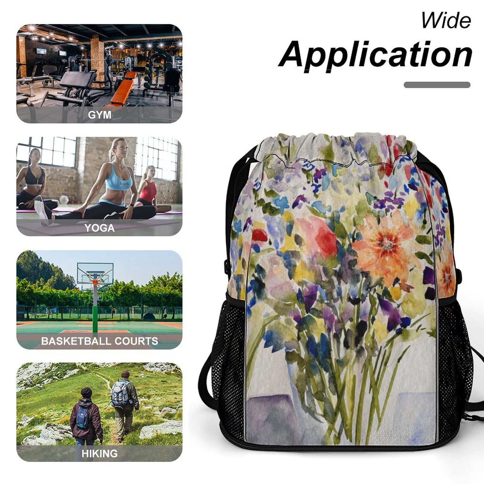 Sport Drawstring Super Light Backpack/Bag with Shoe Compartment - Lana Art Sweden