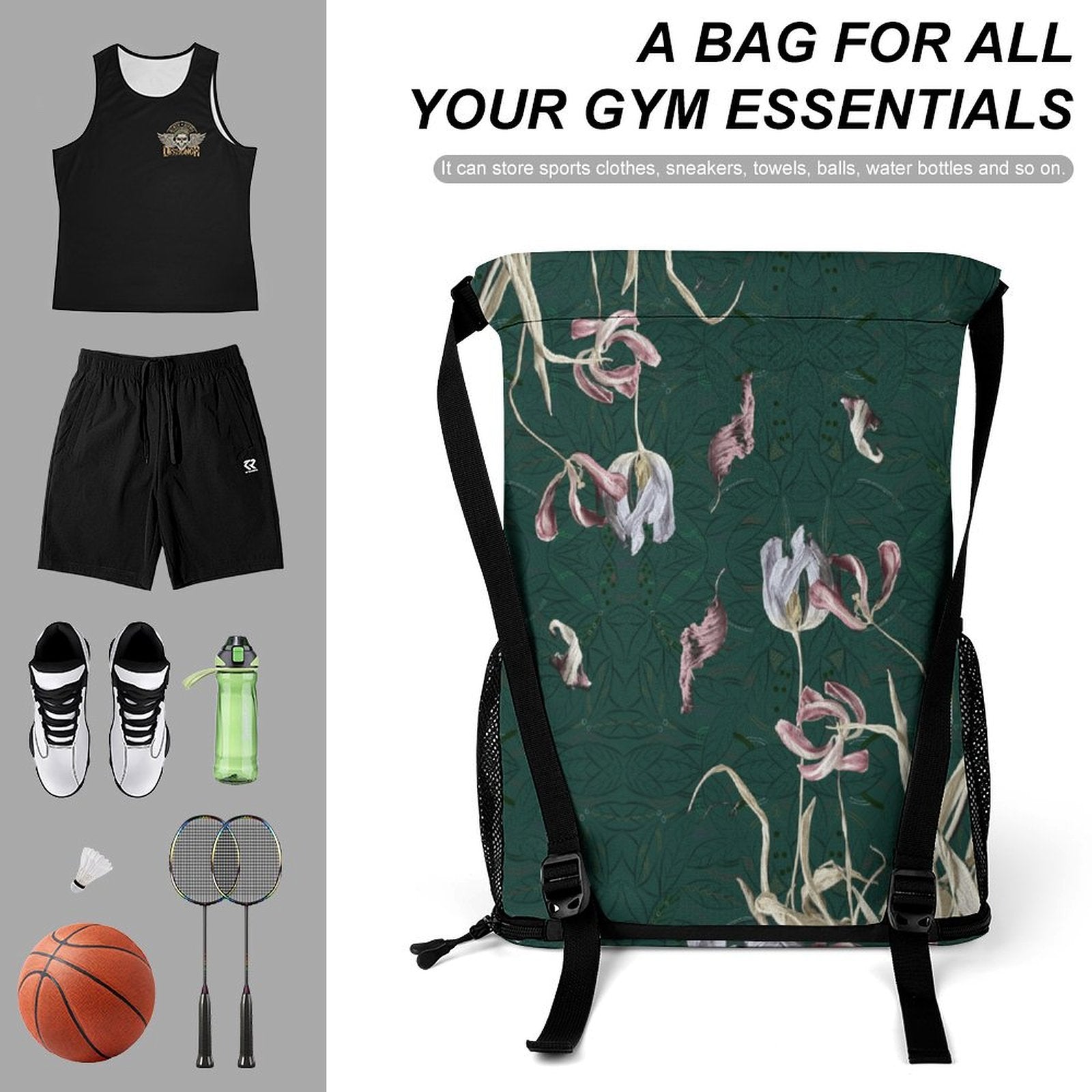 Sport Drawstring Super Light Backpack/Bag with Shoe Compartment - Lana Art Sweden