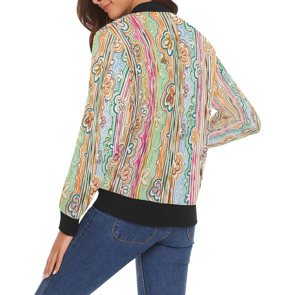 Spring Fever All Over Print Bomber Jacket for Women - Lana Art Sweden