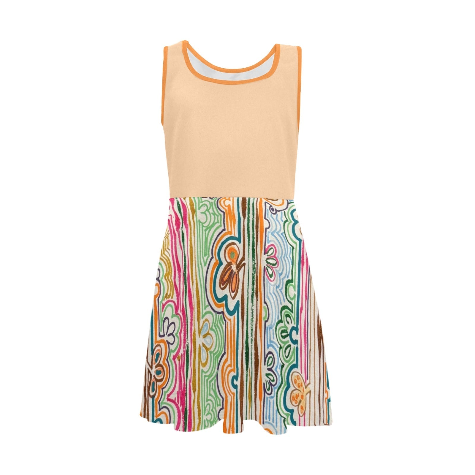 Spring Fever Orange Blossom Girls' Sleeveless Sundress - Lana Art Sweden
