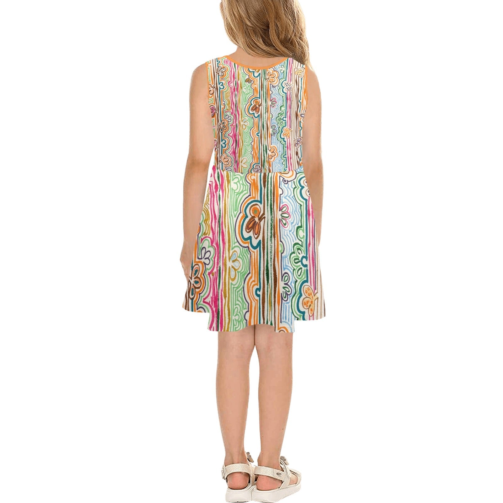 Spring Fever Orange Blossom Girls' Sleeveless Sundress - Lana Art Sweden