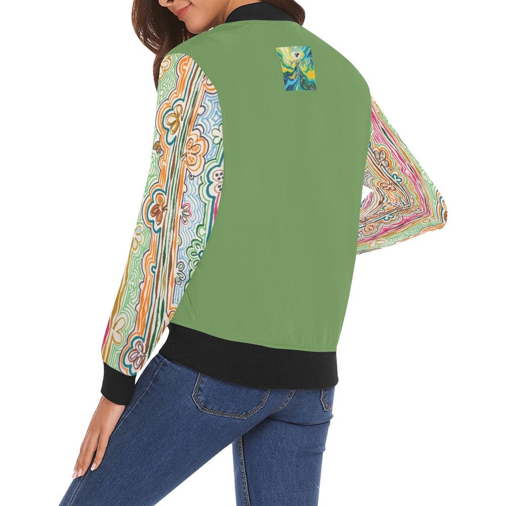 Spring Fever Sleeves All Over Print Bomber Jacket for Women - Lana Art Sweden