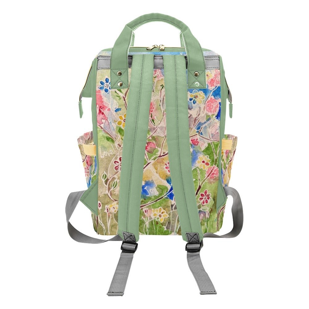 Spring Vibes Mint Multi - Function Diaper Backpack/Diaper Bag - Lana Art Sweden