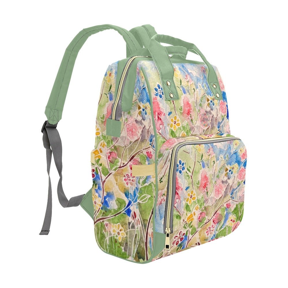 Spring Vibes Mint Multi - Function Diaper Backpack/Diaper Bag - Lana Art Sweden