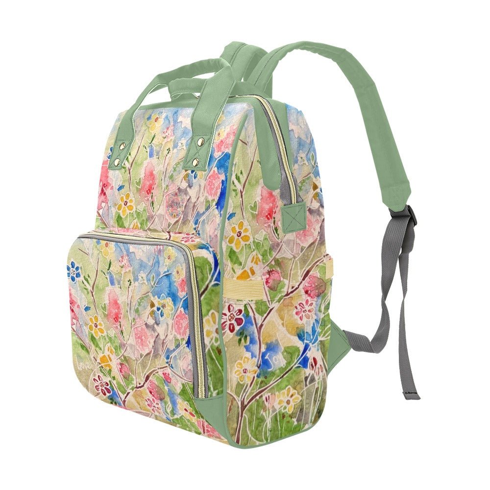 Spring Vibes Mint Multi - Function Diaper Backpack/Diaper Bag - Lana Art Sweden