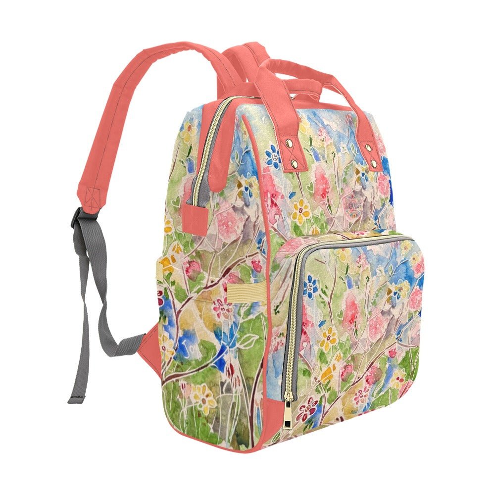 Spring Vibes Peach Multi - Function Diaper Backpack/Diaper Bag - Lana Art Sweden