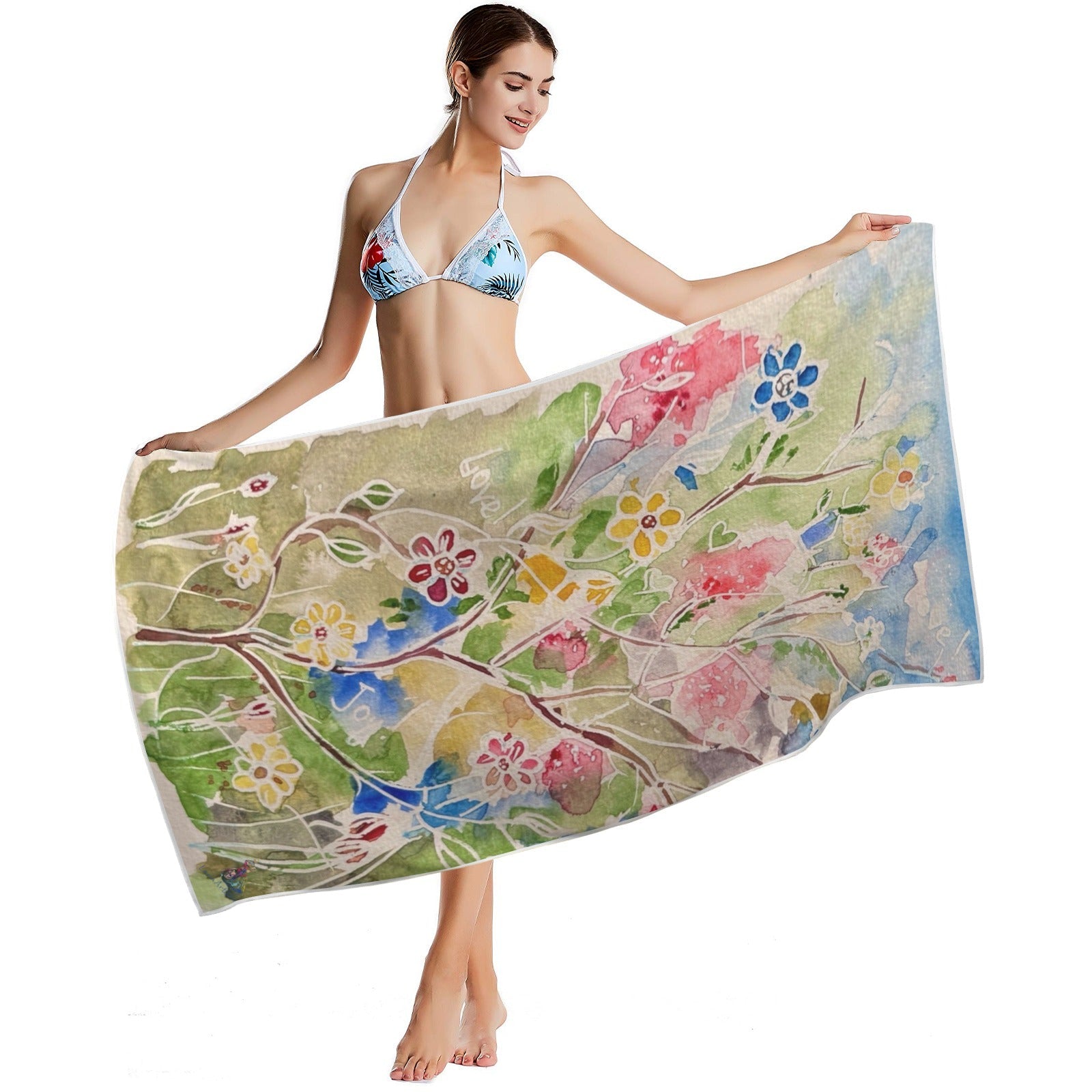 Spring Vibes Quick - Dry Beach Towel 30"x61" - Lana Art Sweden