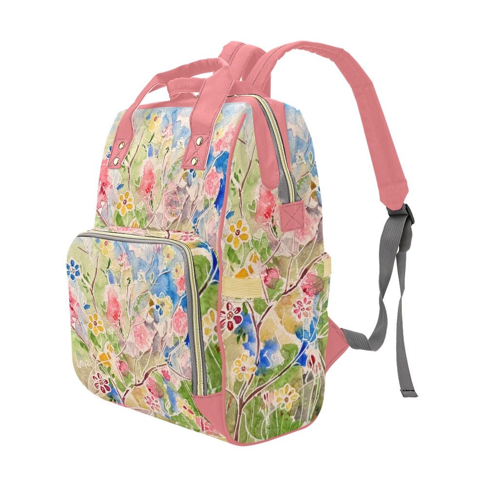 Spring Vibes Rose Multi - Function Diaper Backpack/Diaper Bag - Lana Art Sweden