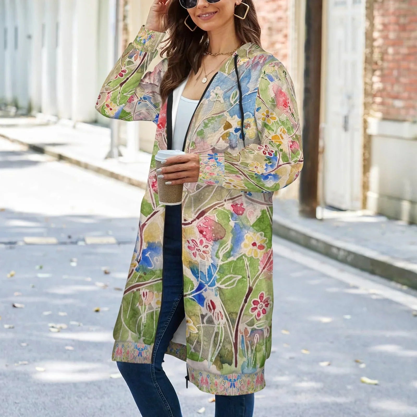 Spring Vibes Women's Long Hooded Coat - Lana Art Sweden