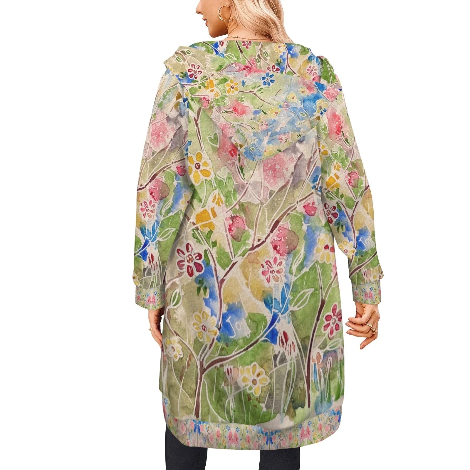 Spring Vibes Women's Long Hooded Coat - Lana Art Sweden