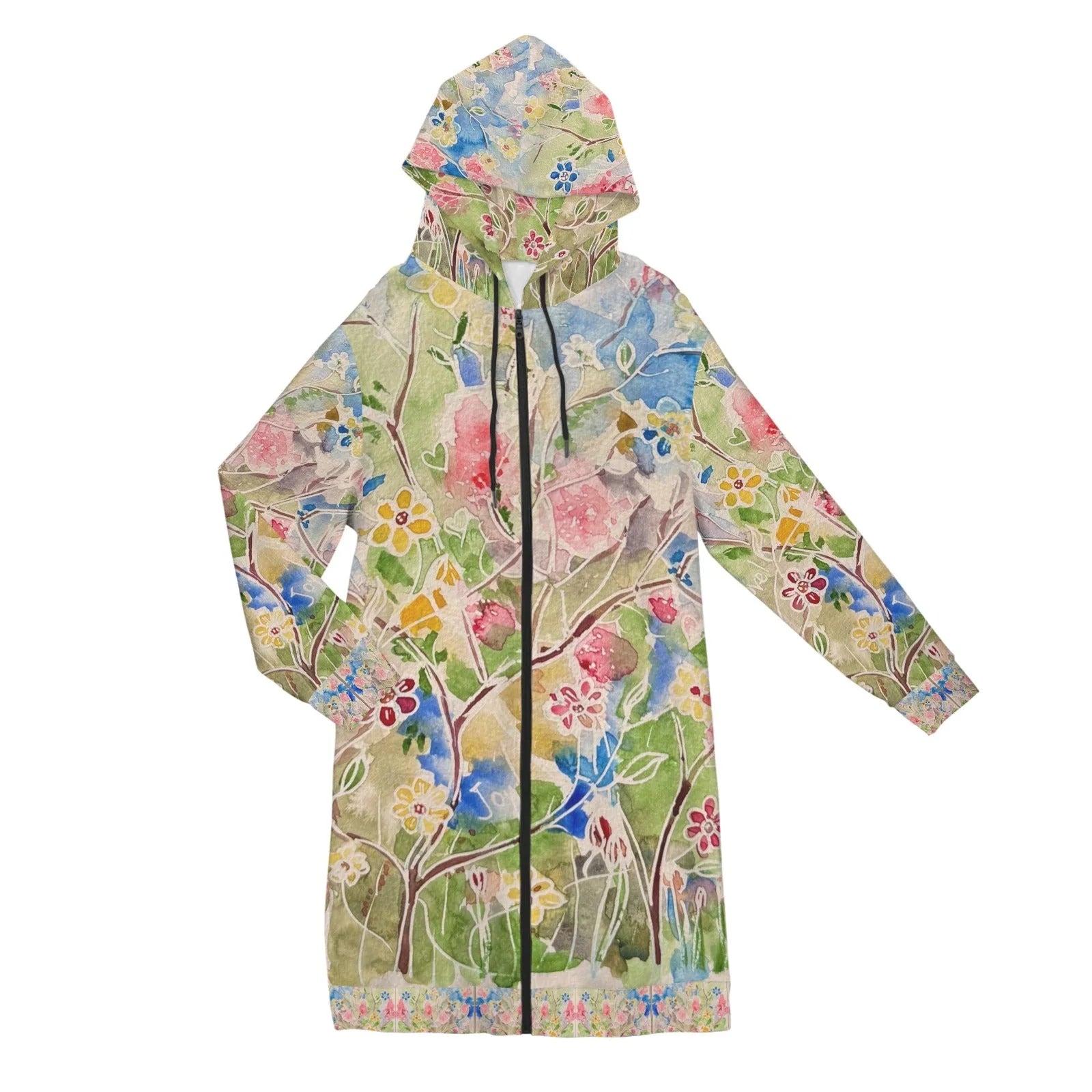 Spring Vibes Women's Long Hooded Coat - Lana Art Sweden
