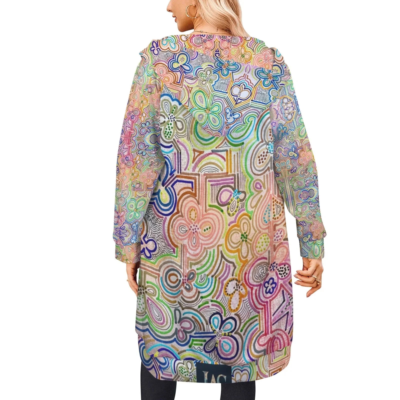 Summer Thrills Mega Women's Long Hooded Jacket - Lana Art Sweden