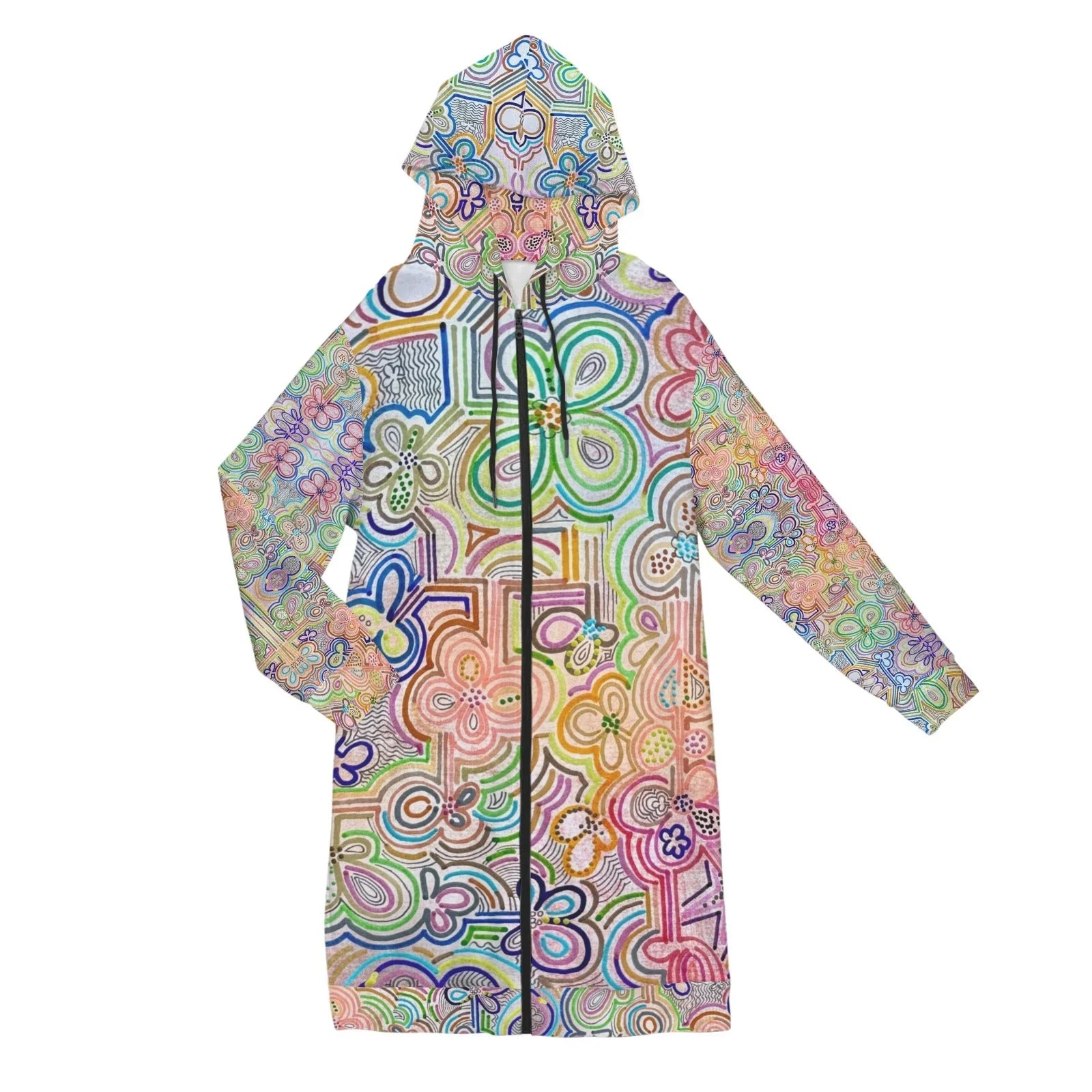 Summer Thrills Mega Women's Long Hooded Jacket - Lana Art Sweden