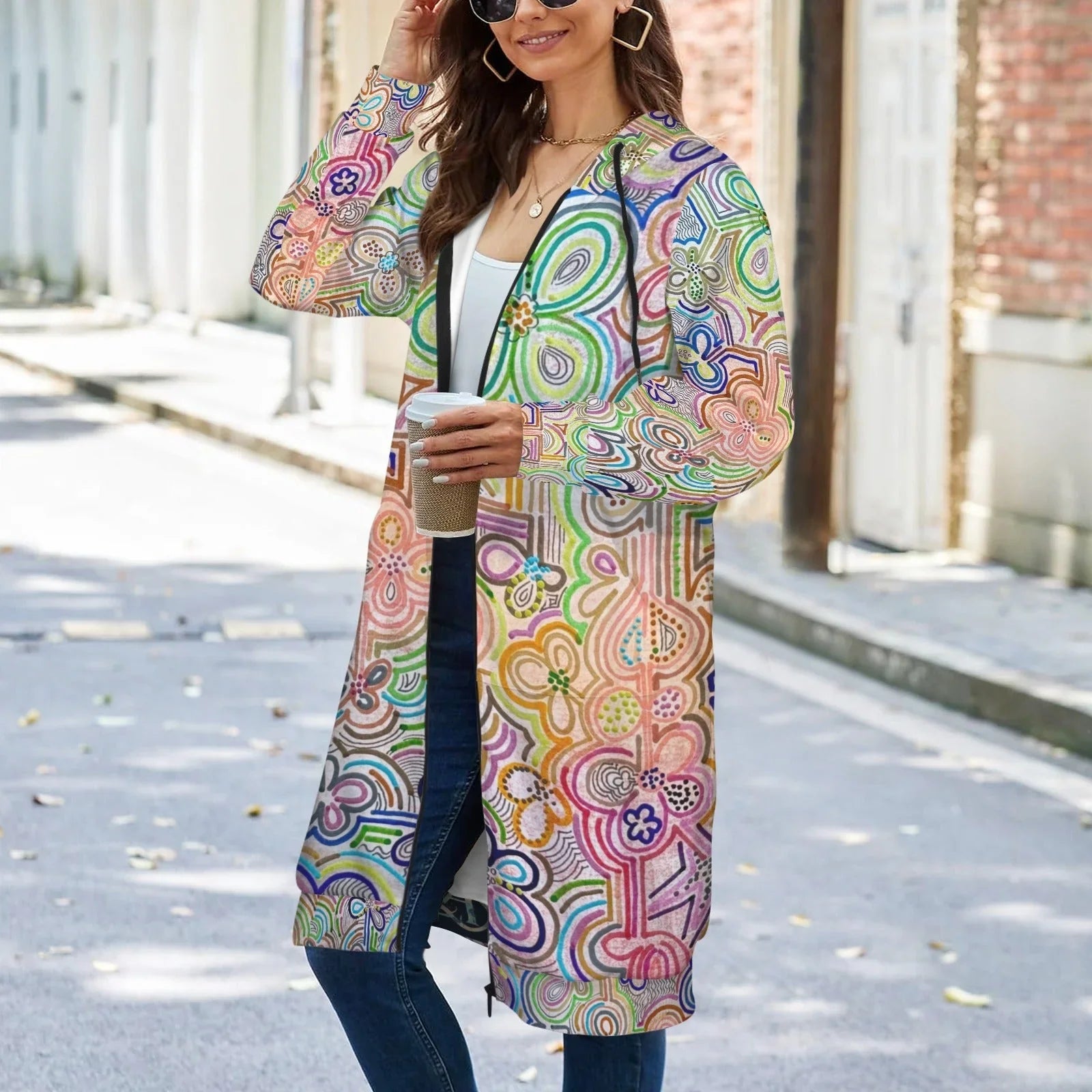 Summer Thrills Women's Long Hooded Jacket - Lana Art Sweden