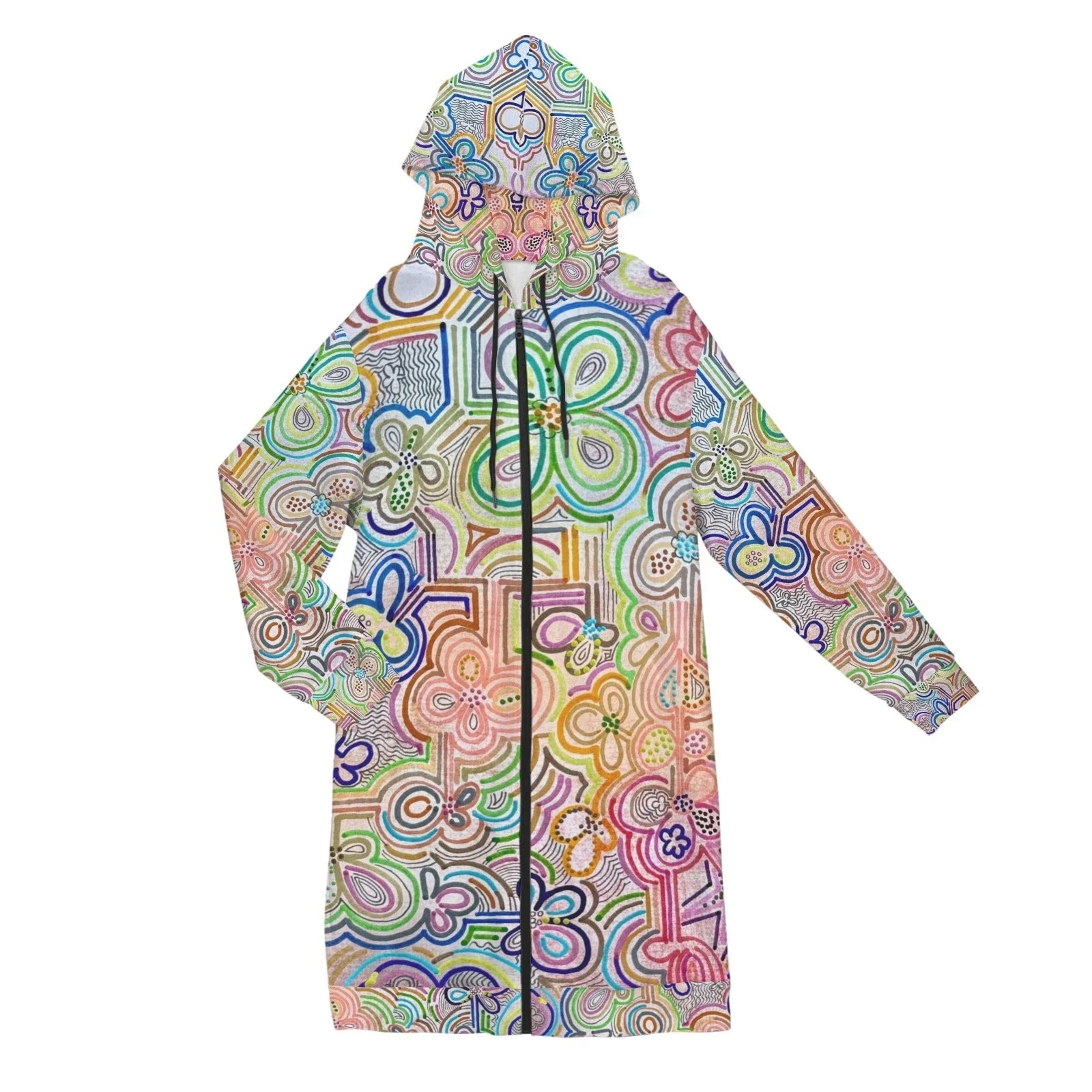 Summer Thrills Women's Long Hooded Jacket - Lana Art Sweden