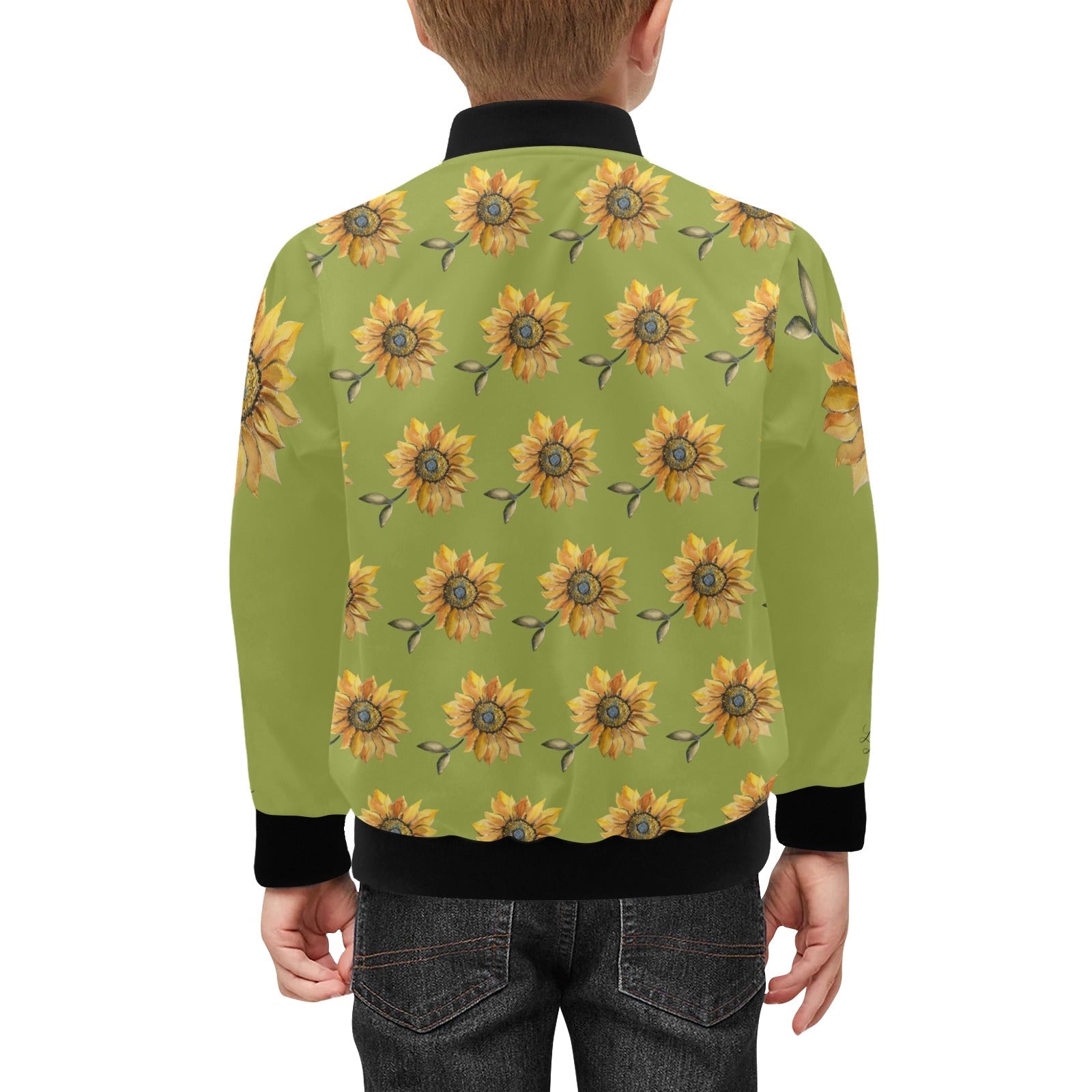 Sun Flower Kids' Bomber Jacket with Pockets (Model H40) - Lana Art Sweden