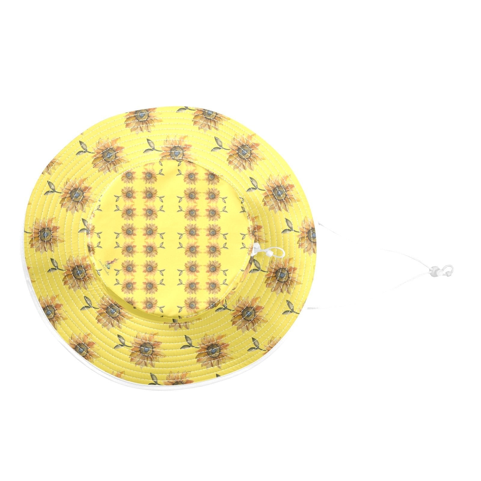Sun Flower Lemon Curd Wide Brim Bucket Hat - Lana Art Sweden