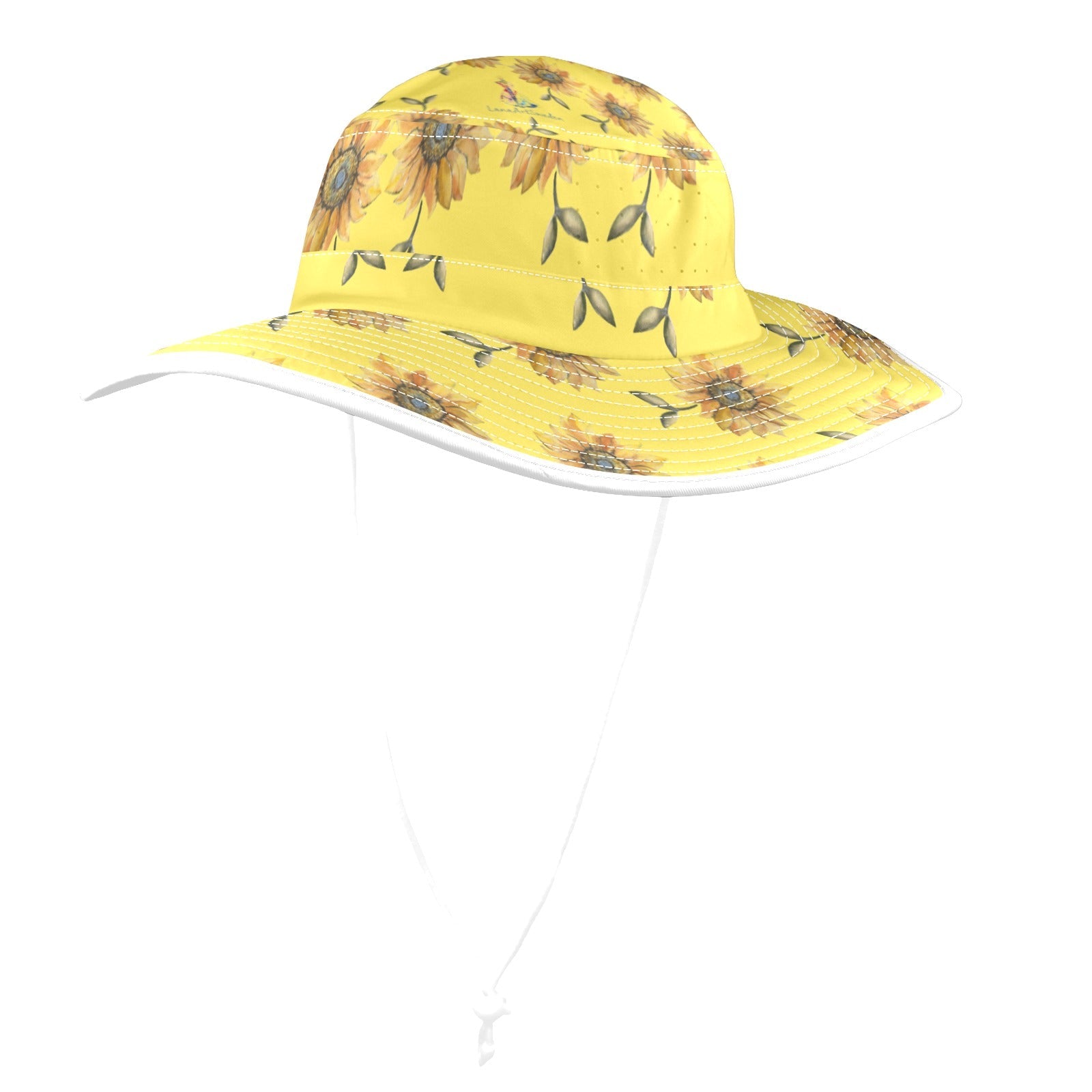 Sun Flower Lemon Curd Wide Brim Bucket Hat - Lana Art Sweden