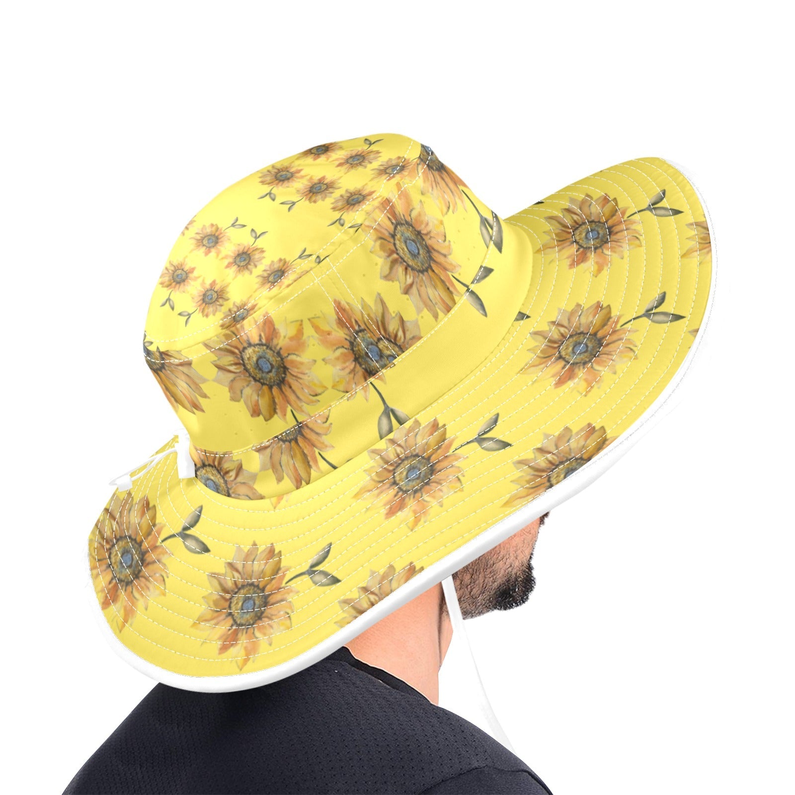 Sun Flower Lemon Curd Wide Brim Bucket Hat - Lana Art Sweden