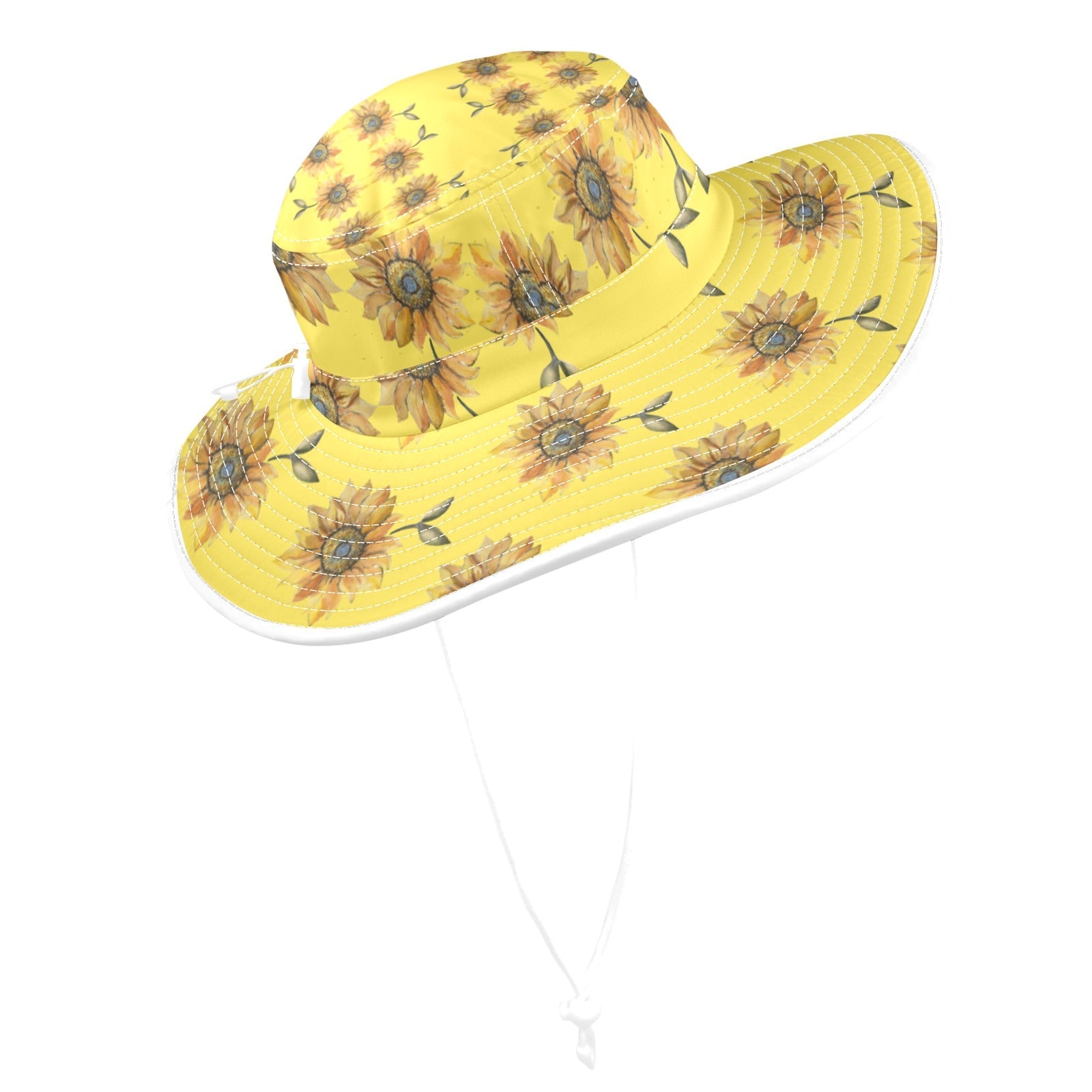 Sun Flower Lemon Curd Wide Brim Bucket Hat - Lana Art Sweden