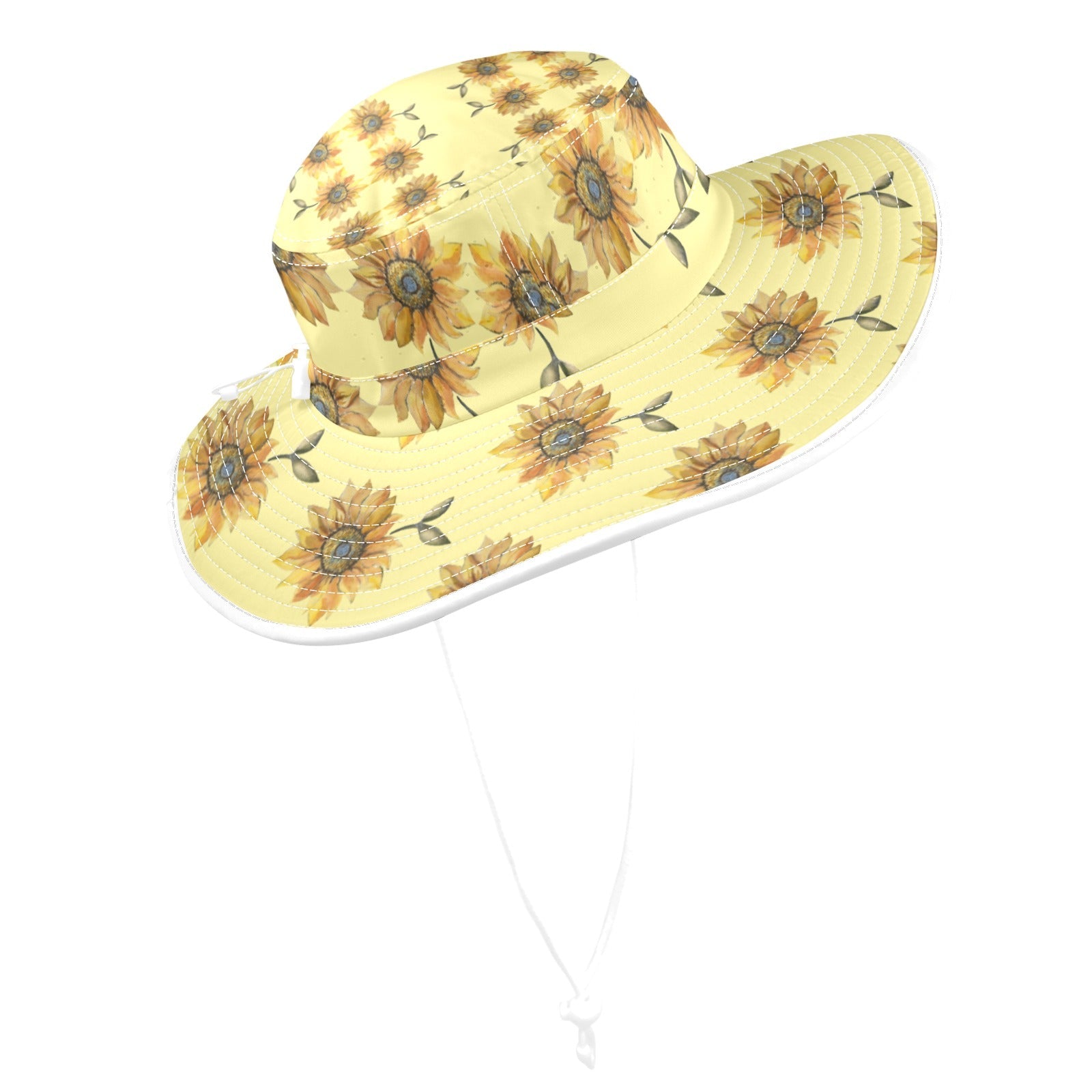 Sun Flower Lemon Light Wide Brim Bucket Hat - Lana Art Sweden