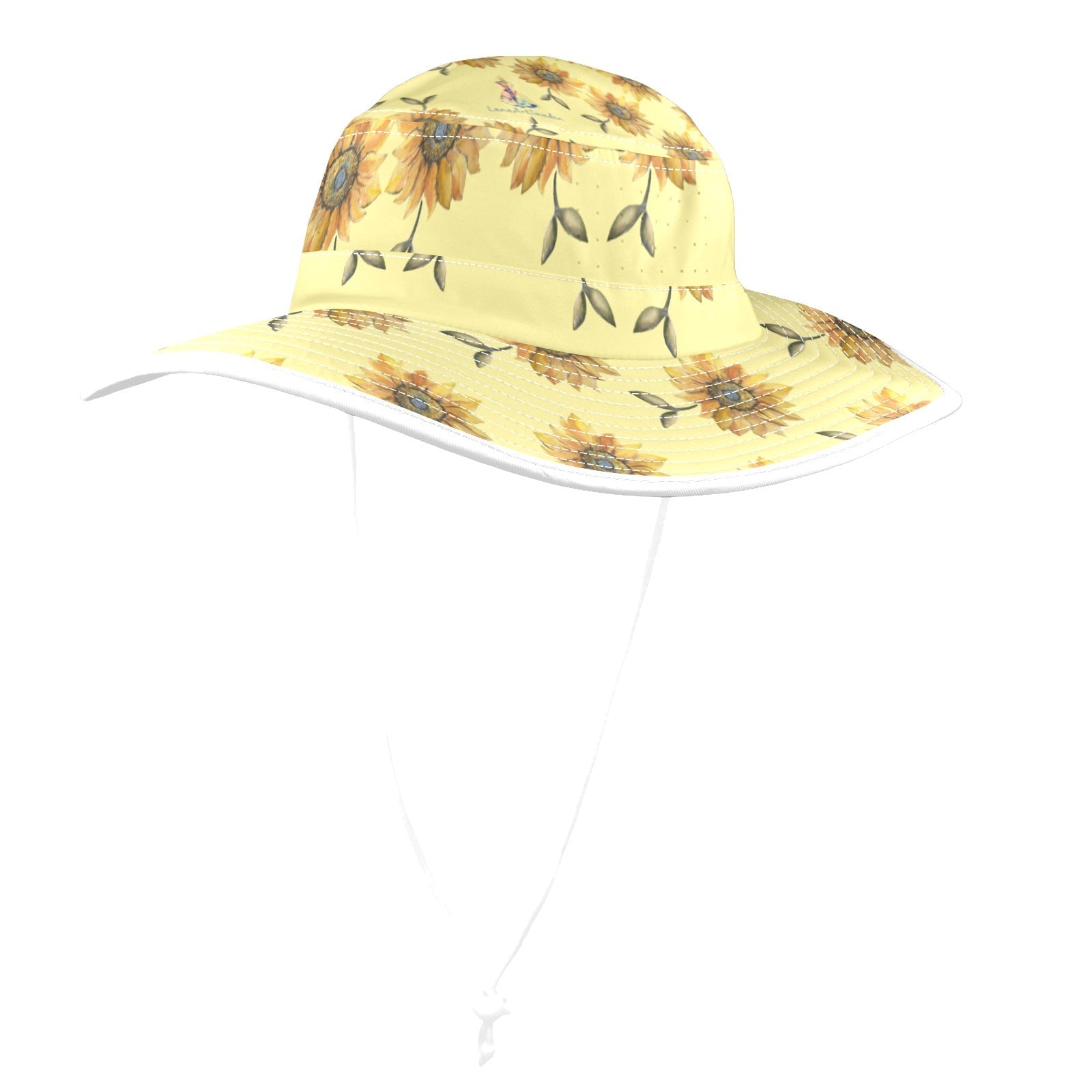 Sun Flower Lemon Light Wide Brim Bucket Hat - Lana Art Sweden