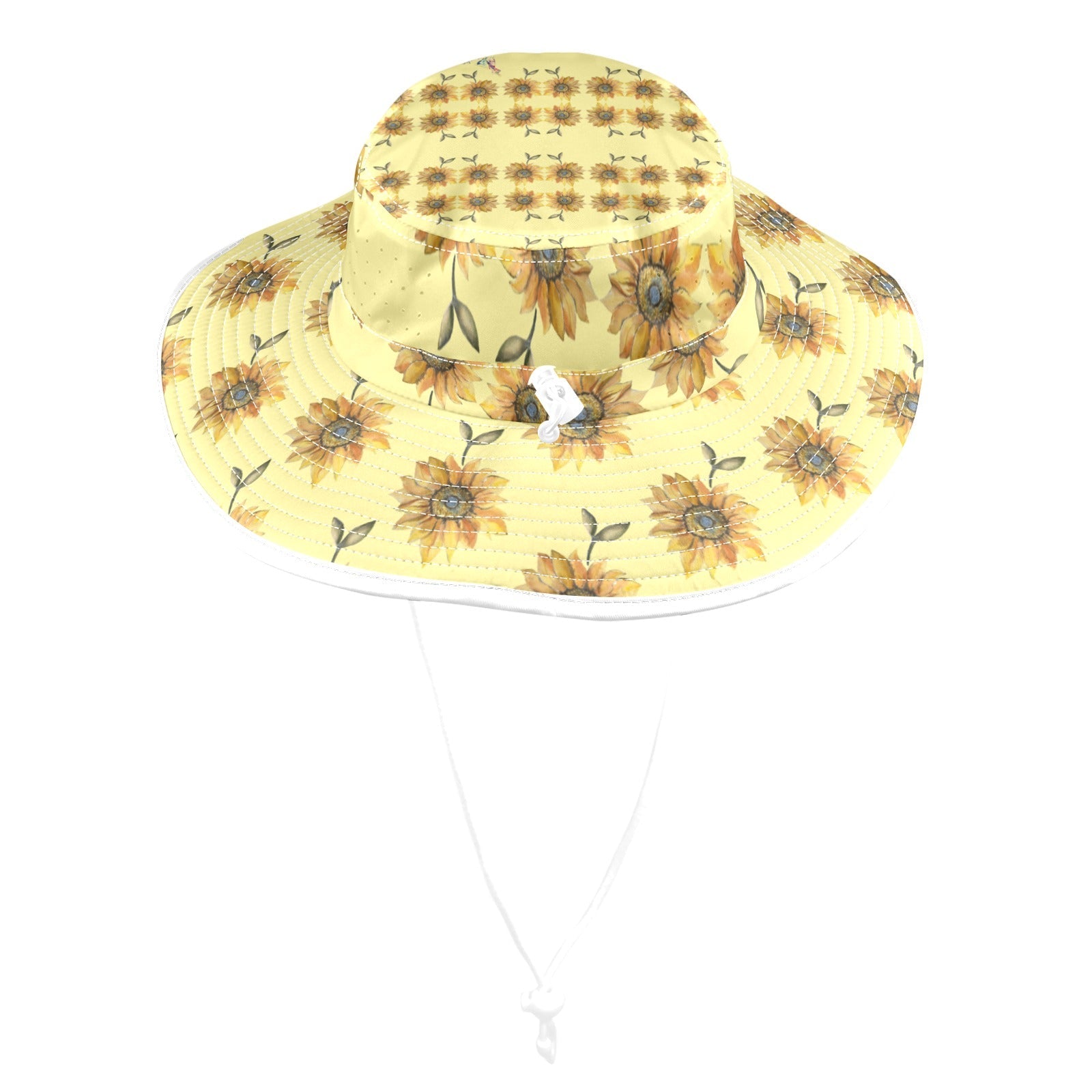 Sun Flower Lemon Light Wide Brim Bucket Hat - Lana Art Sweden