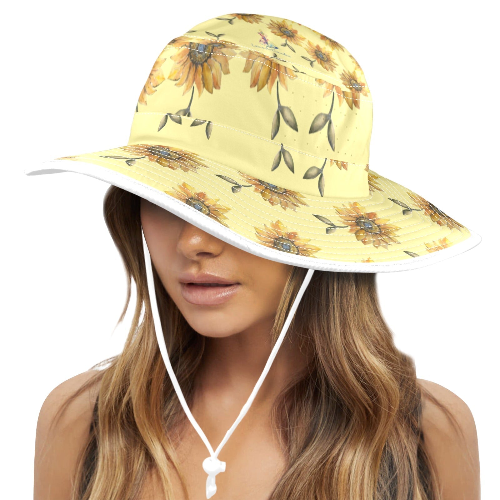 Sun Flower Lemon Light Wide Brim Bucket Hat - Lana Art Sweden