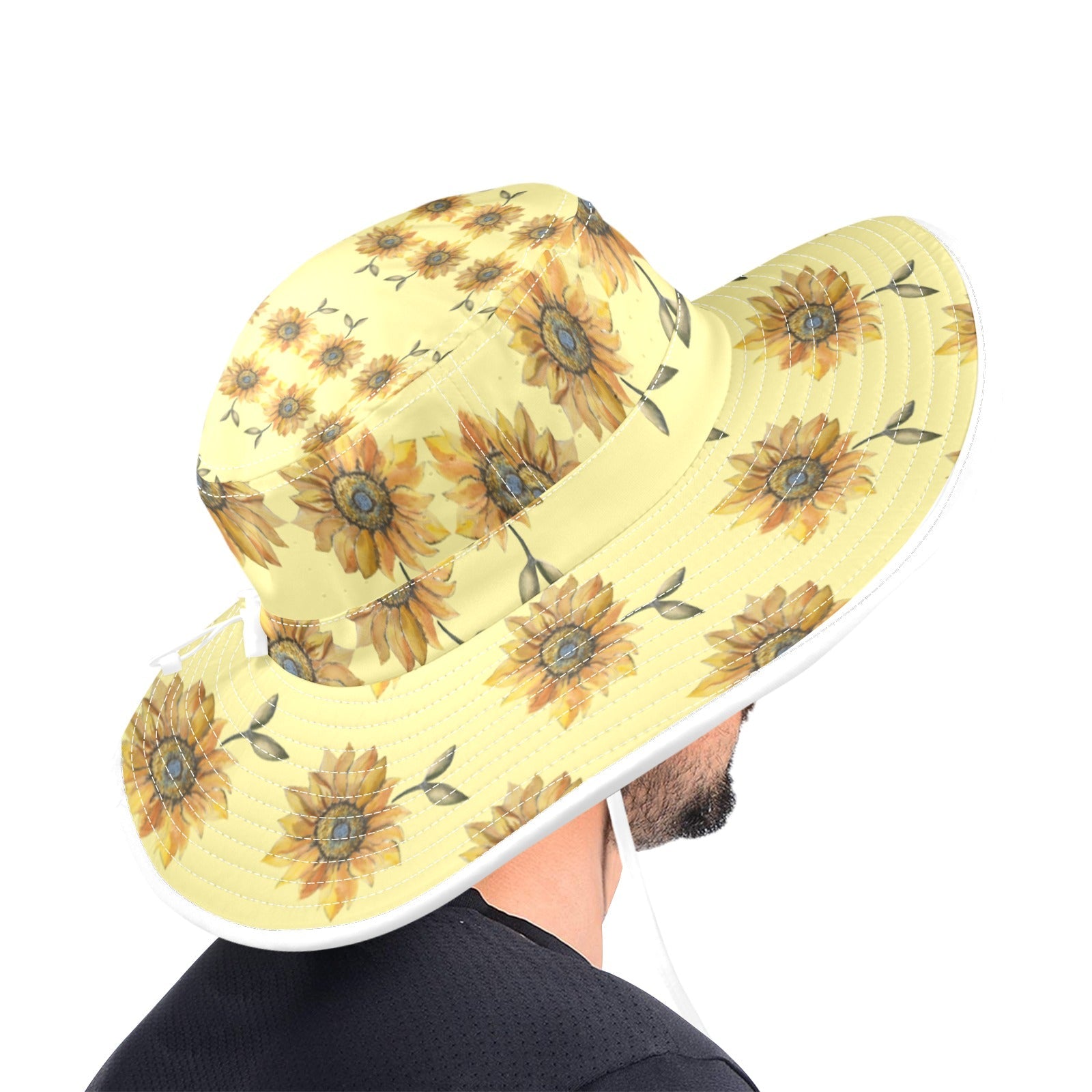 Sun Flower Lemon Light Wide Brim Bucket Hat - Lana Art Sweden